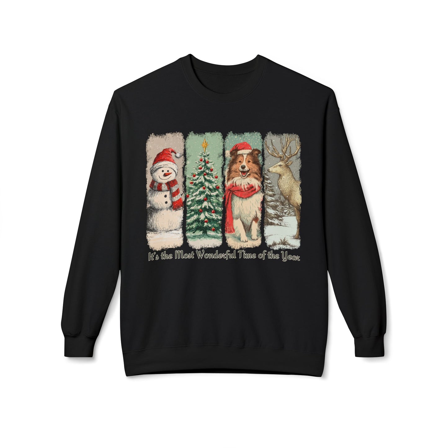 Sheltie Santa – Vintage Brush Stroke Christmas Sweater