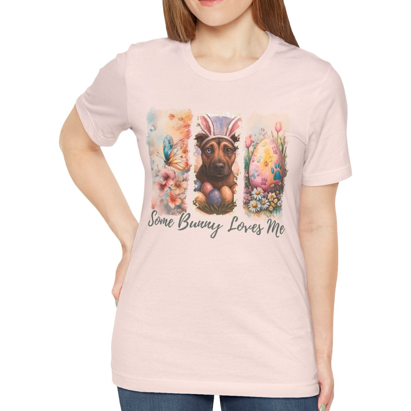 Custom Dog Lover Easter T-Shirt – "Some Bunny Loves Me" 3 paint strokes
