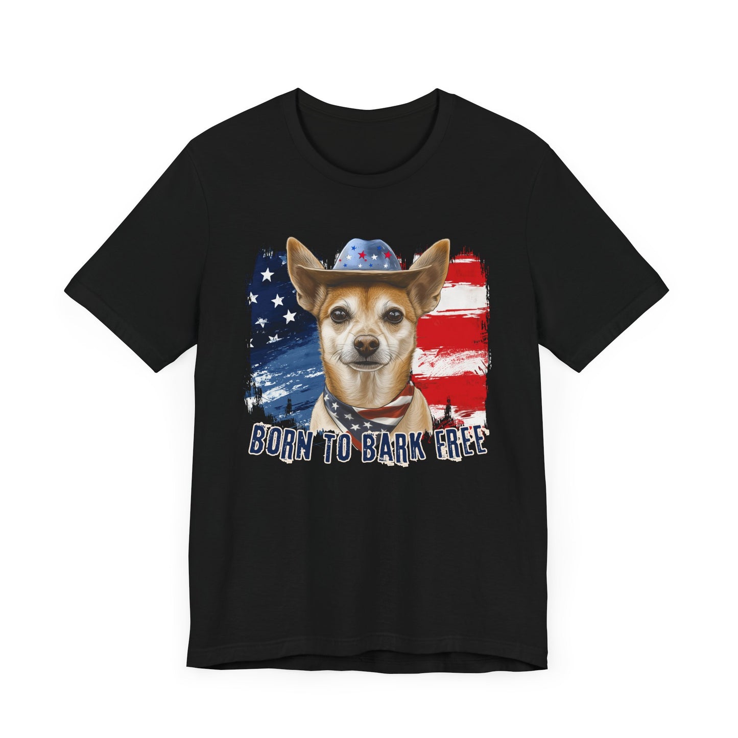 Xolo Patriotic T-Shirt "Born to Bark Free"