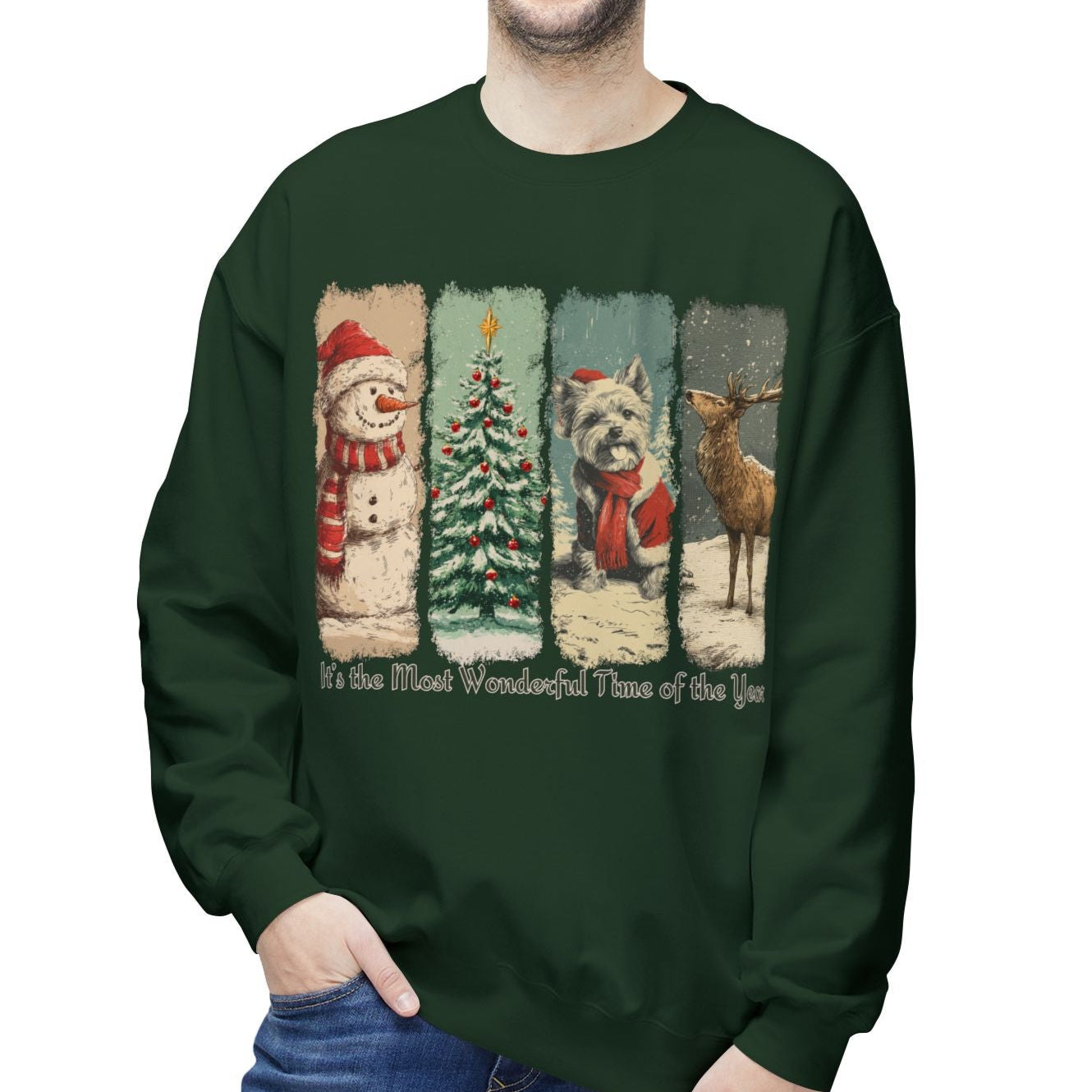 Yorkie Santa – Vintage Brush Stroke Christmas Sweater