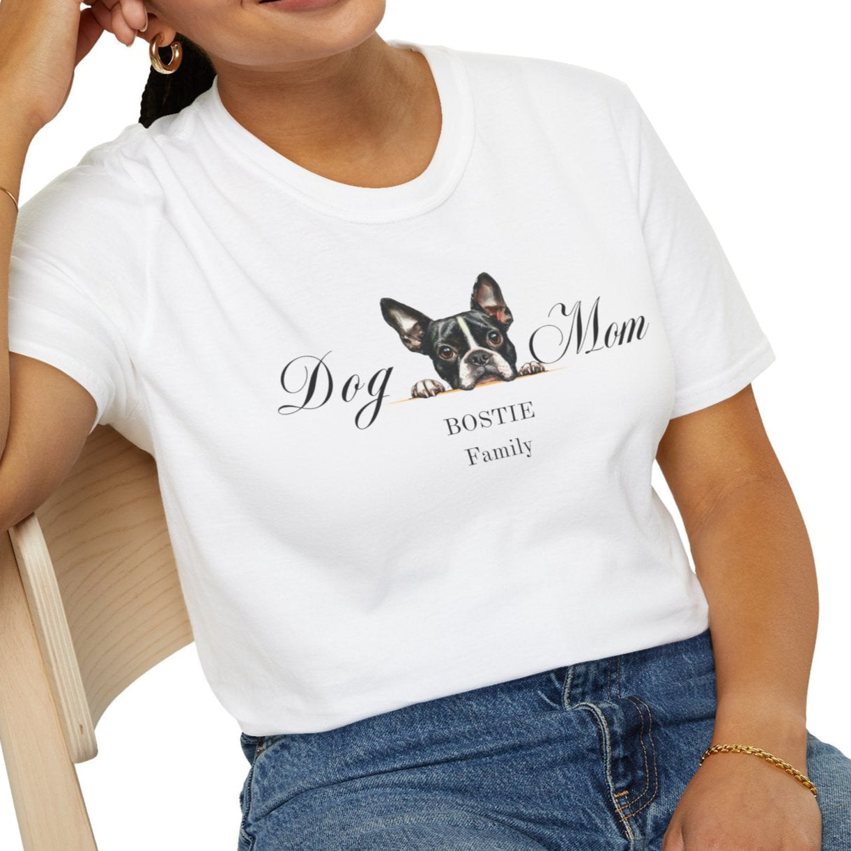 boston terrier mom tee white