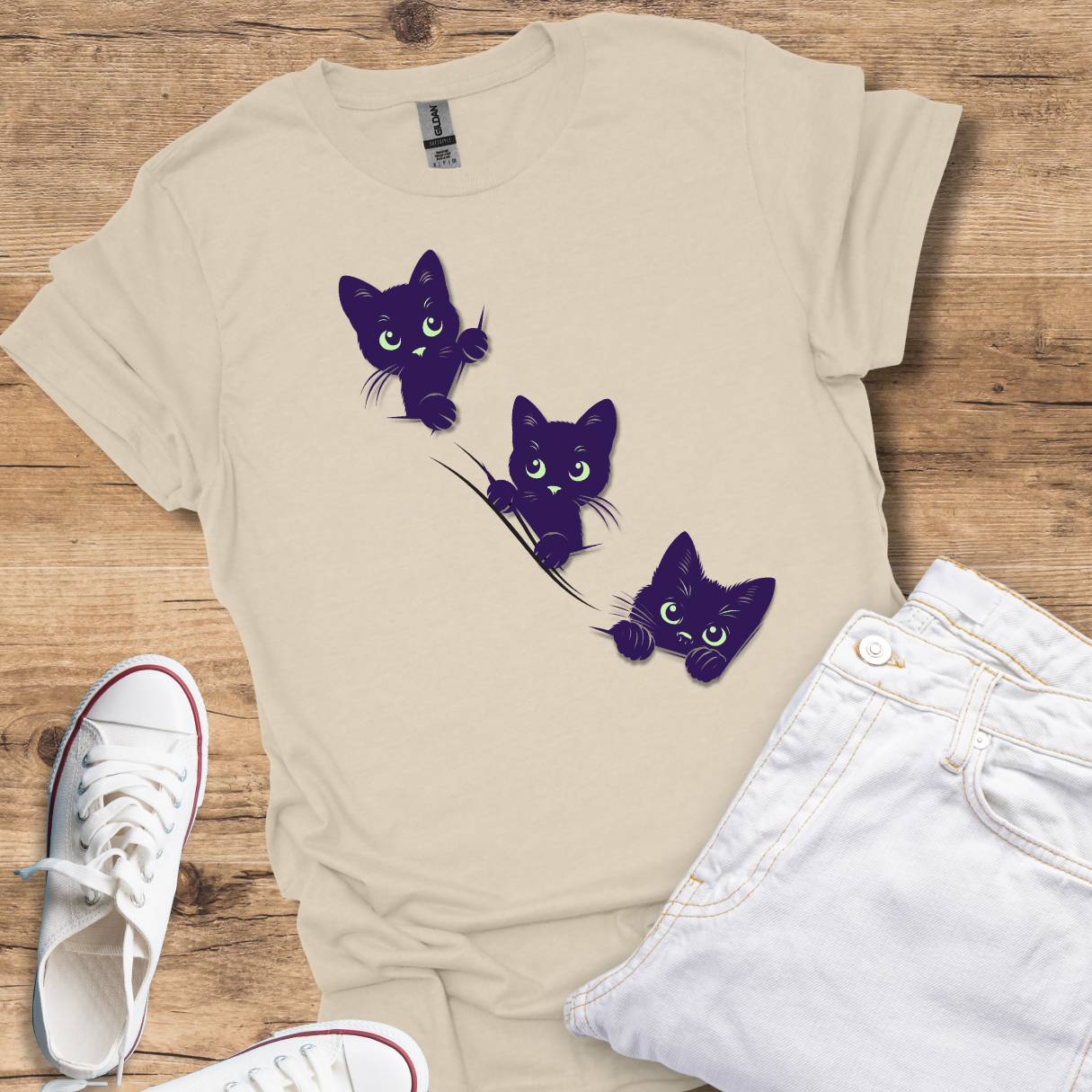 "Peeking Cats" Unisex Softstyle T-Shirt