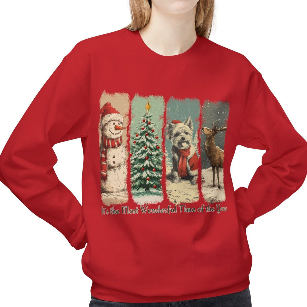 Yorkie Santa – Vintage Brush Stroke Christmas Sweater