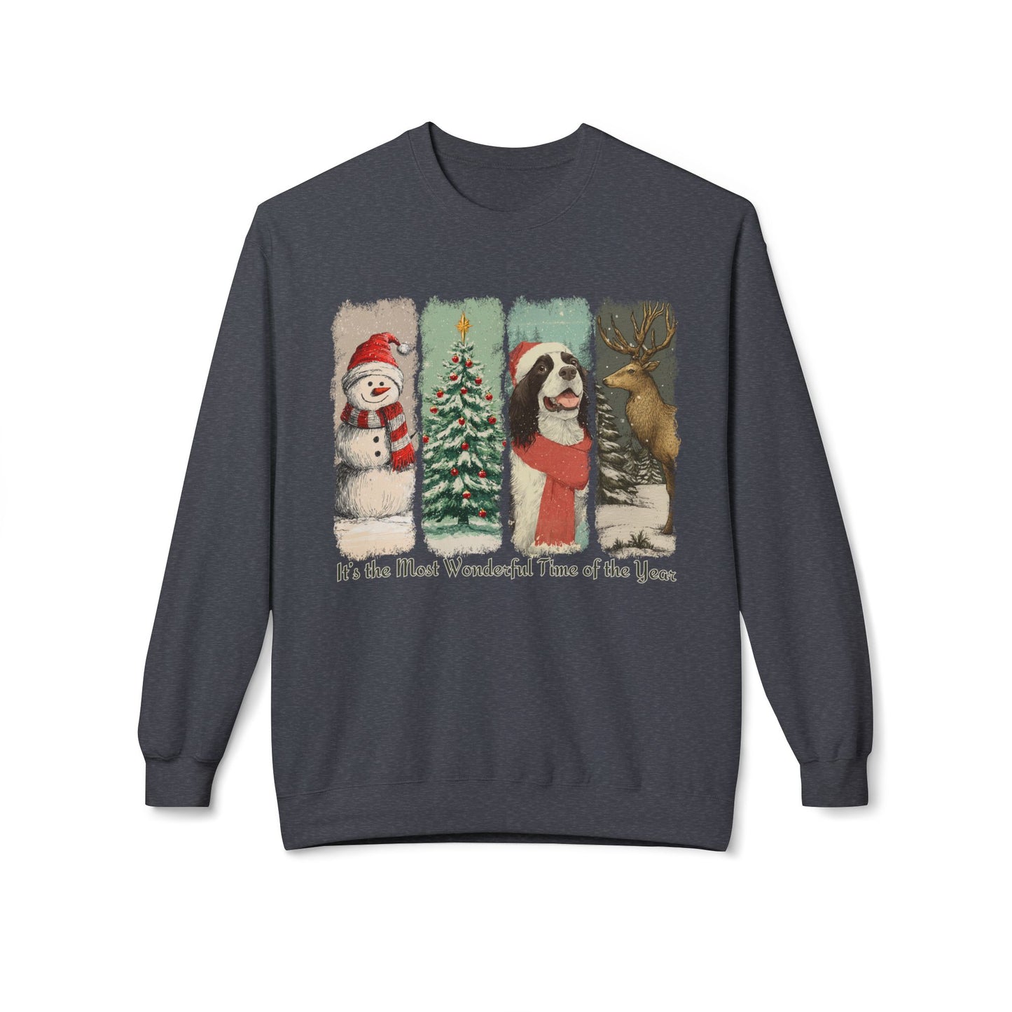 English Springer Spaniel Santa – Vintage Brush Stroke Christmas Sweater