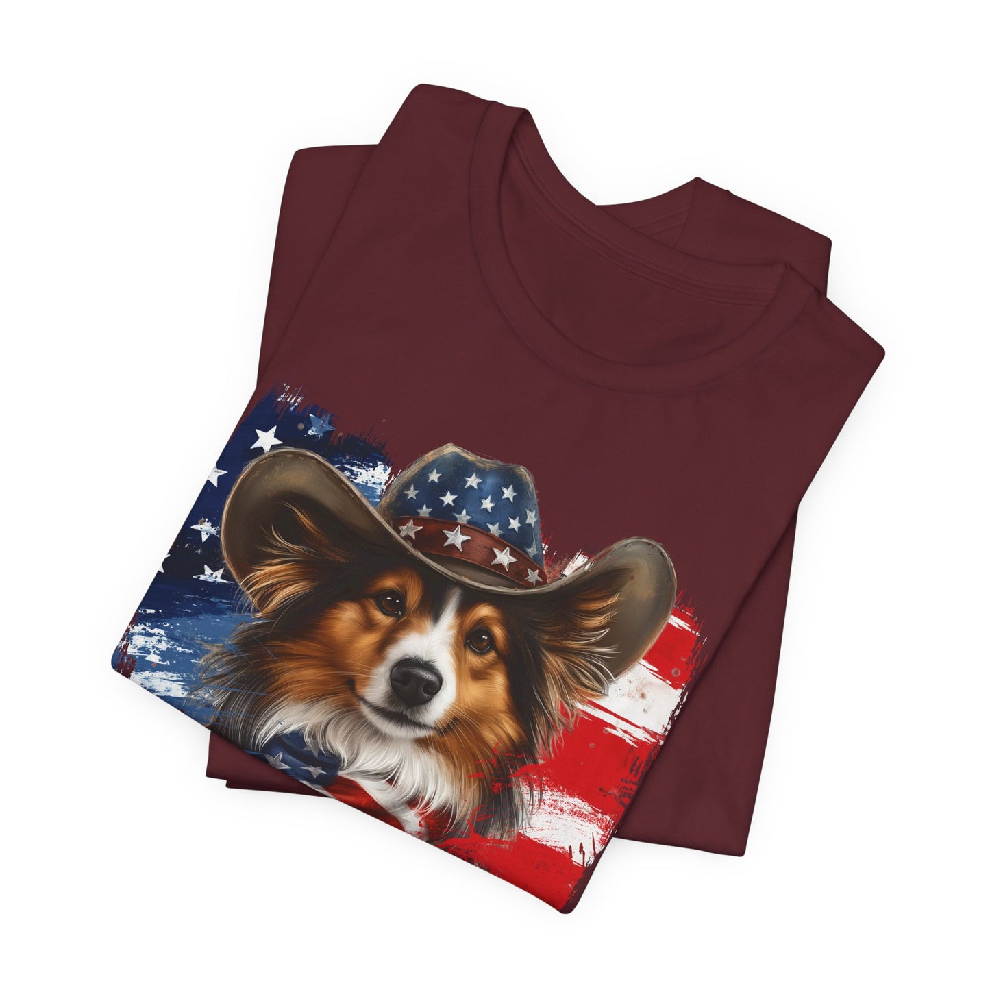 born to bark free sheltie patriotic t-shirt