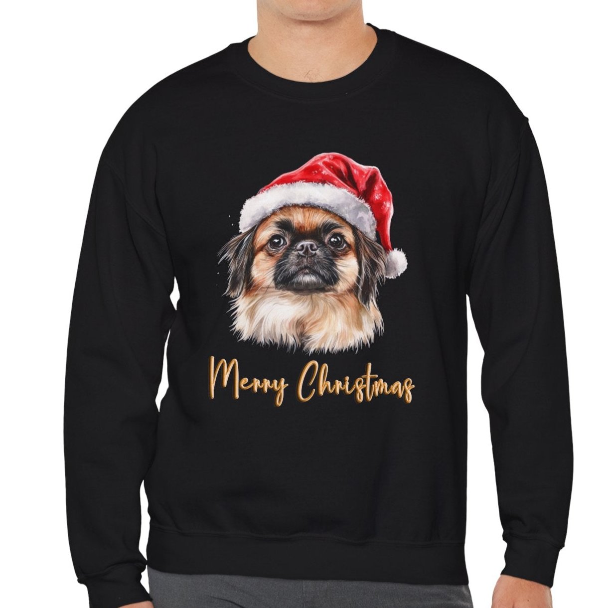 Pekingese In A Santa Hat Sweatshirt