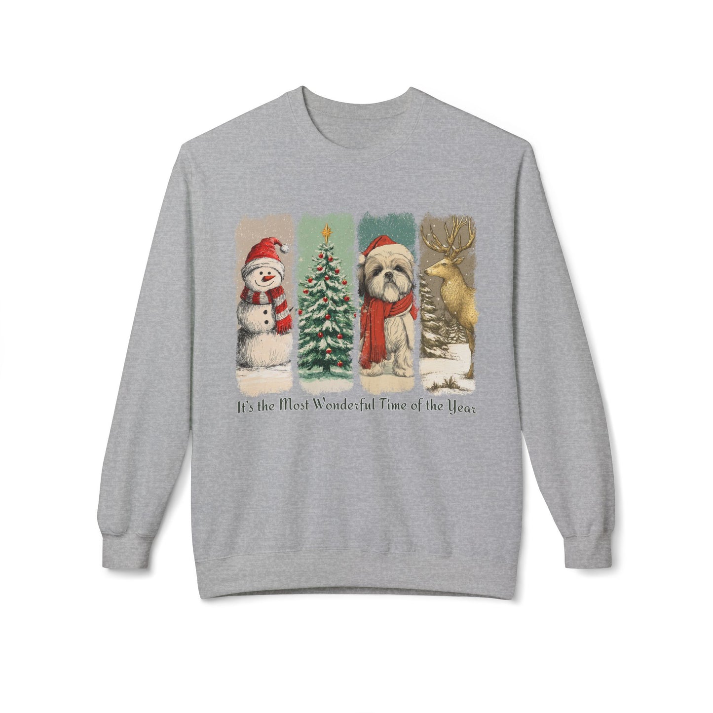 Shih Tzu Santa – Vintage Brush Stroke Christmas Sweater
