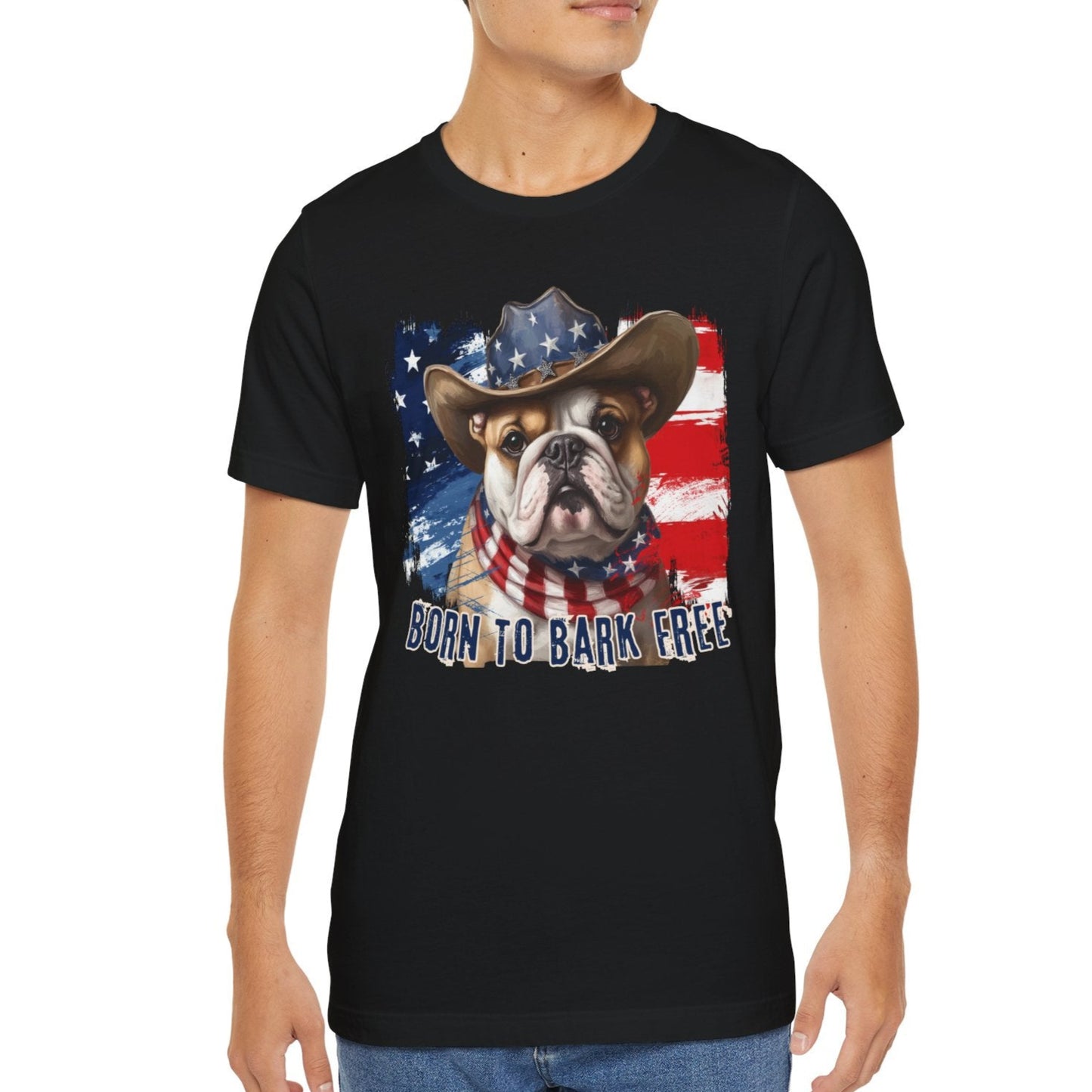 born to bark free english bulldog patriotic t-shirt, 4th of july, independance day dog lover t-shirt