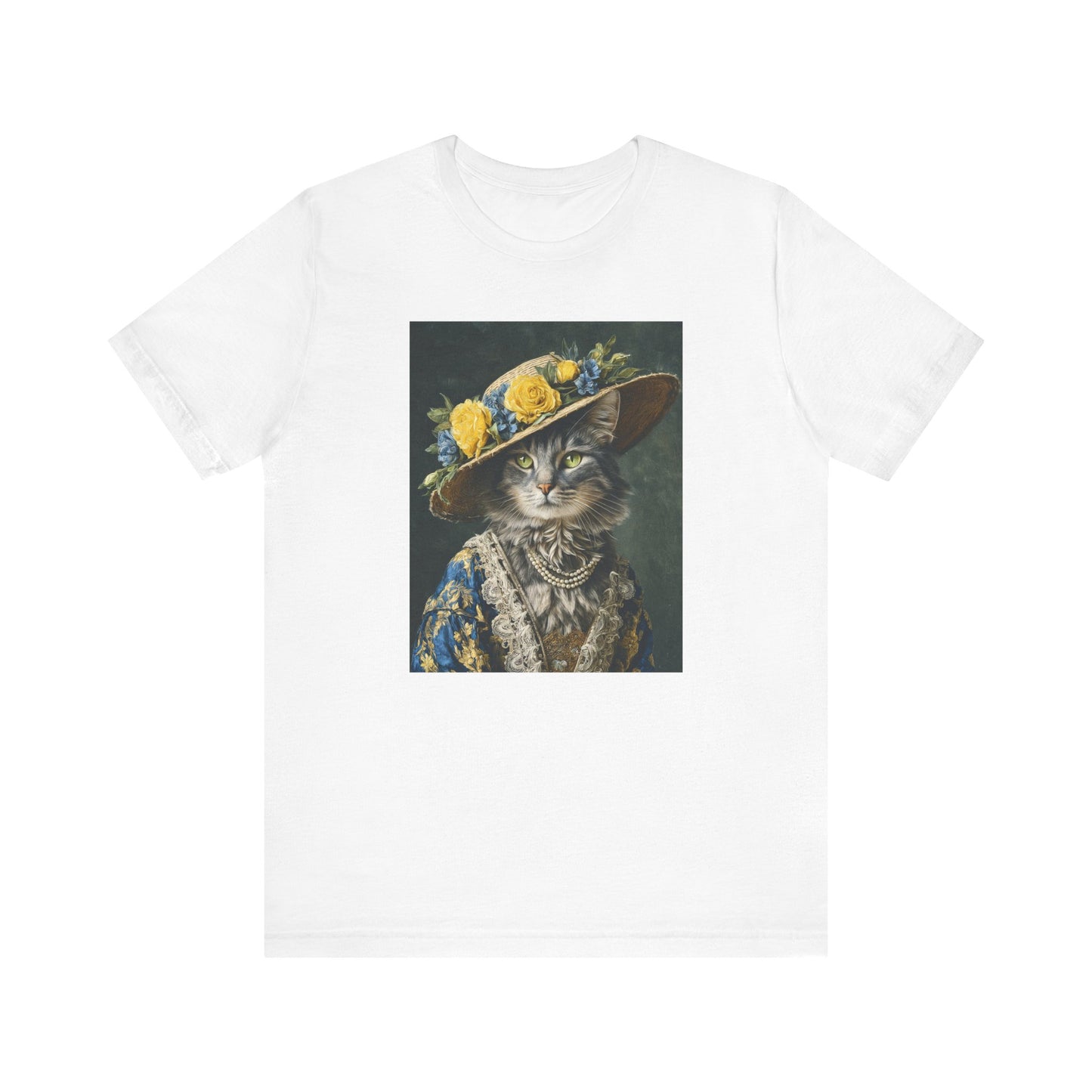 Royal Cat Tee - Customizable Shirt Victorian Cat in Yellow & Blue