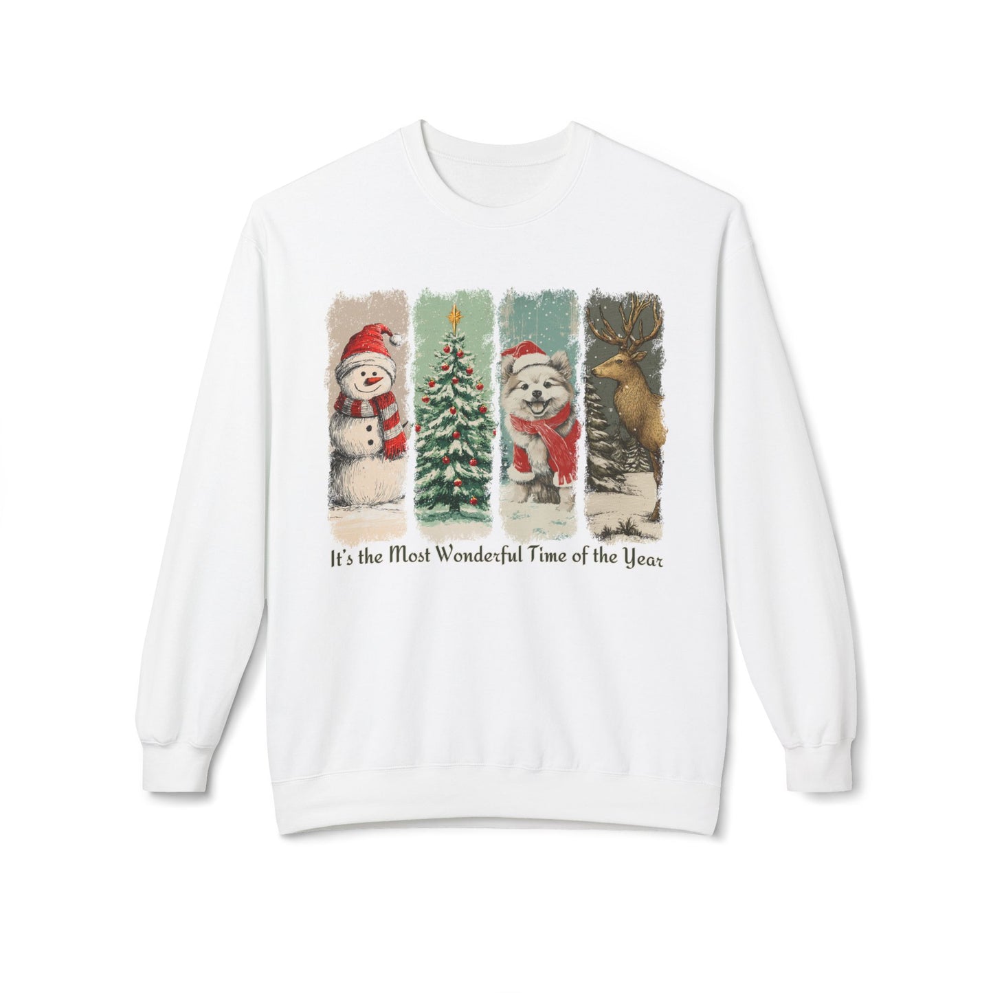 Pomeranian Santa – Vintage Brush Stroke Christmas Sweater