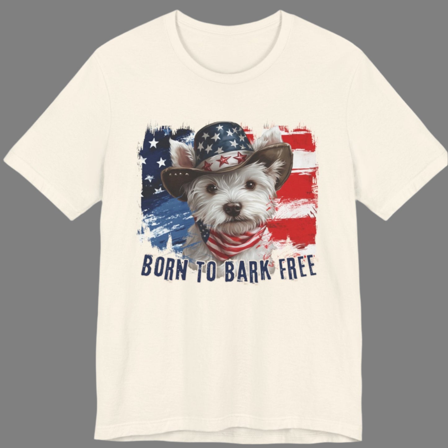 born to bark free westie patriotic t-shirt, 4th of july, independance day dog lover t-shirt