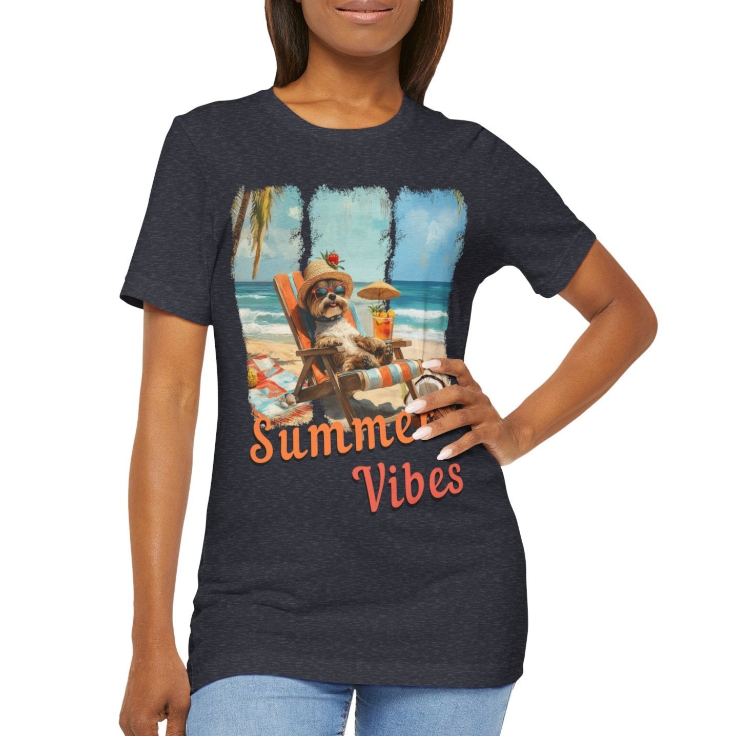 Summer Vibes – Chill Mode yorkie T-Shirt, brush strokes 3d design