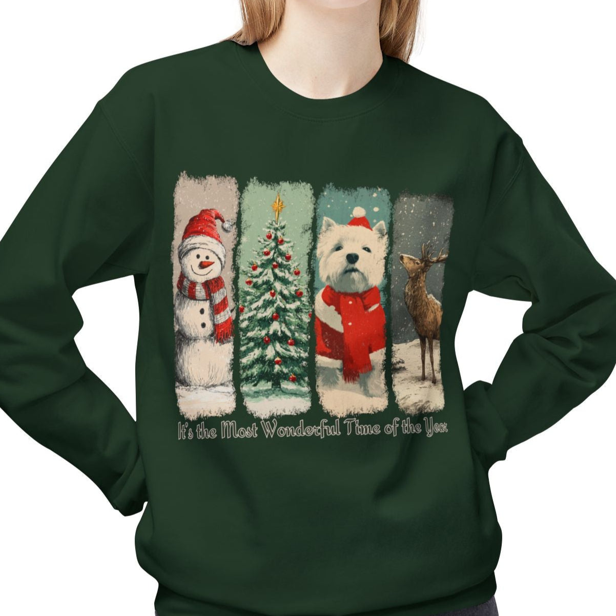 Westie Santa – Vintage Brush Stroke Christmas Sweater