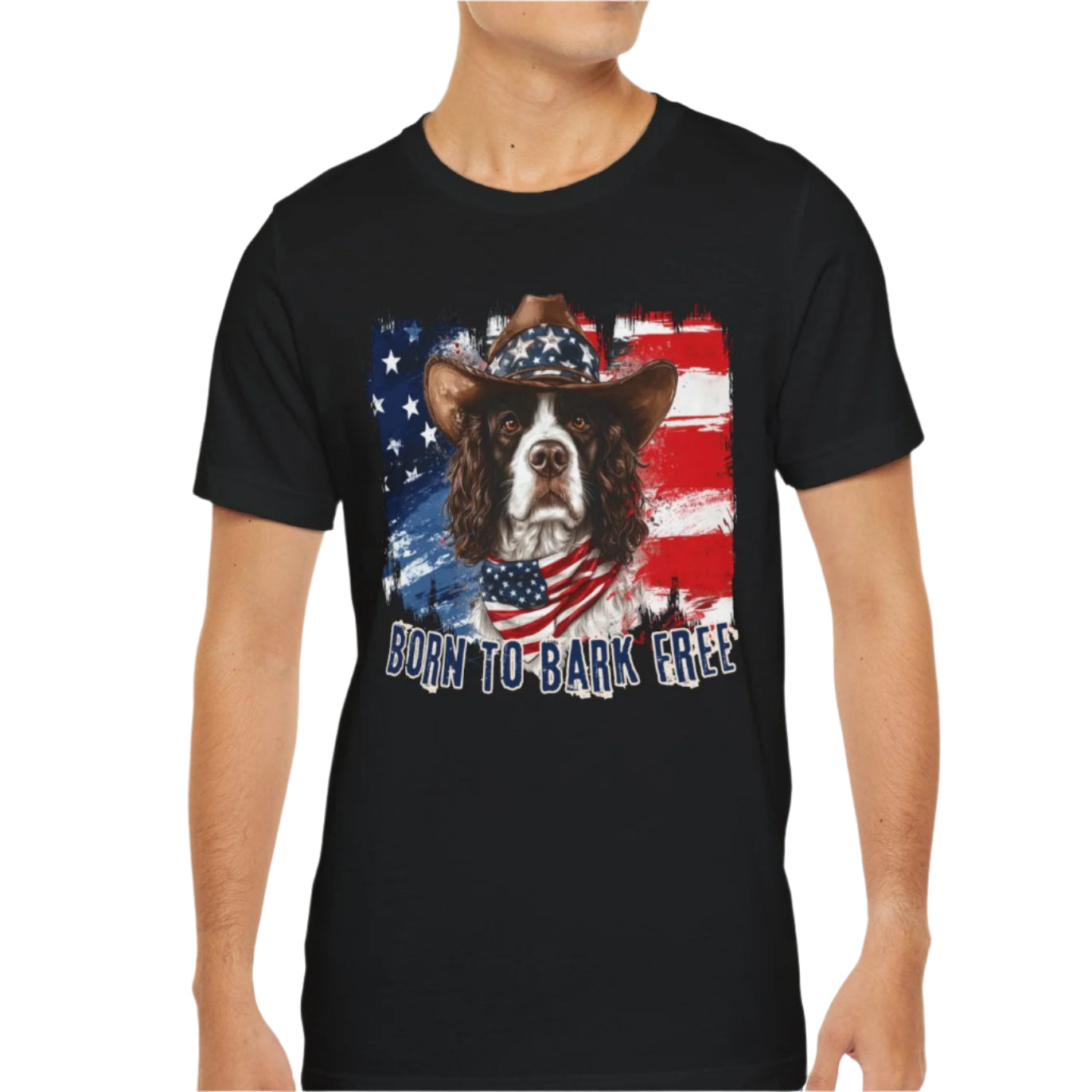 born to bark free english springer spaniel patriotic t-shirt, 4th of july, independance day dog lover t-shirt
