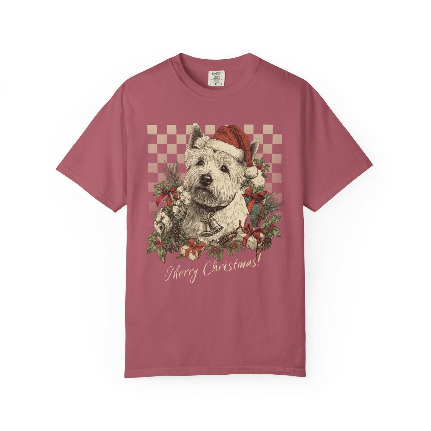Westie Vintage Checkered Christmas Tee