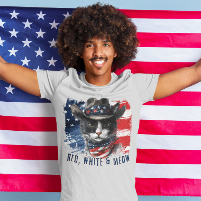 red white $meow patriotic cat lover shirt, 4th of july, indeendance day, veterans