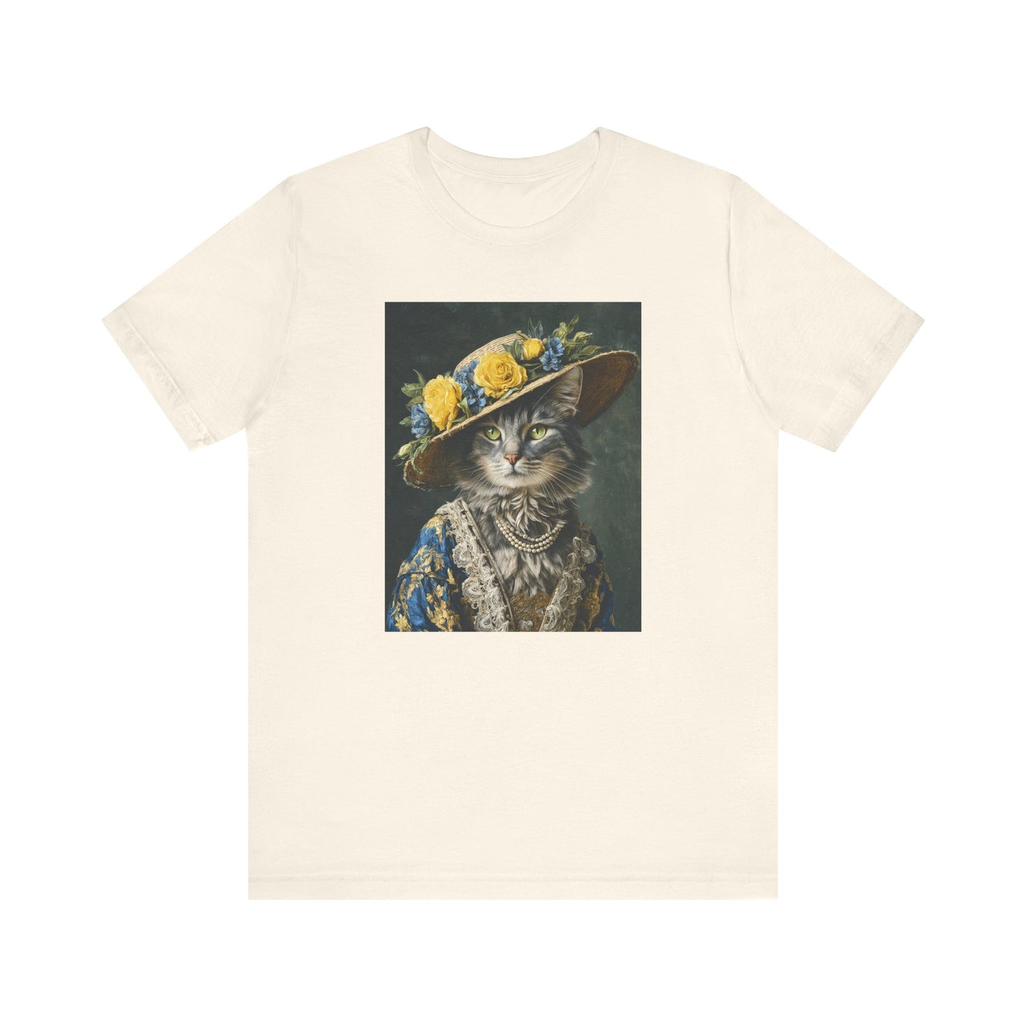 Royal Cat Tee - Customizable Shirt Victorian Cat in Yellow & Blue