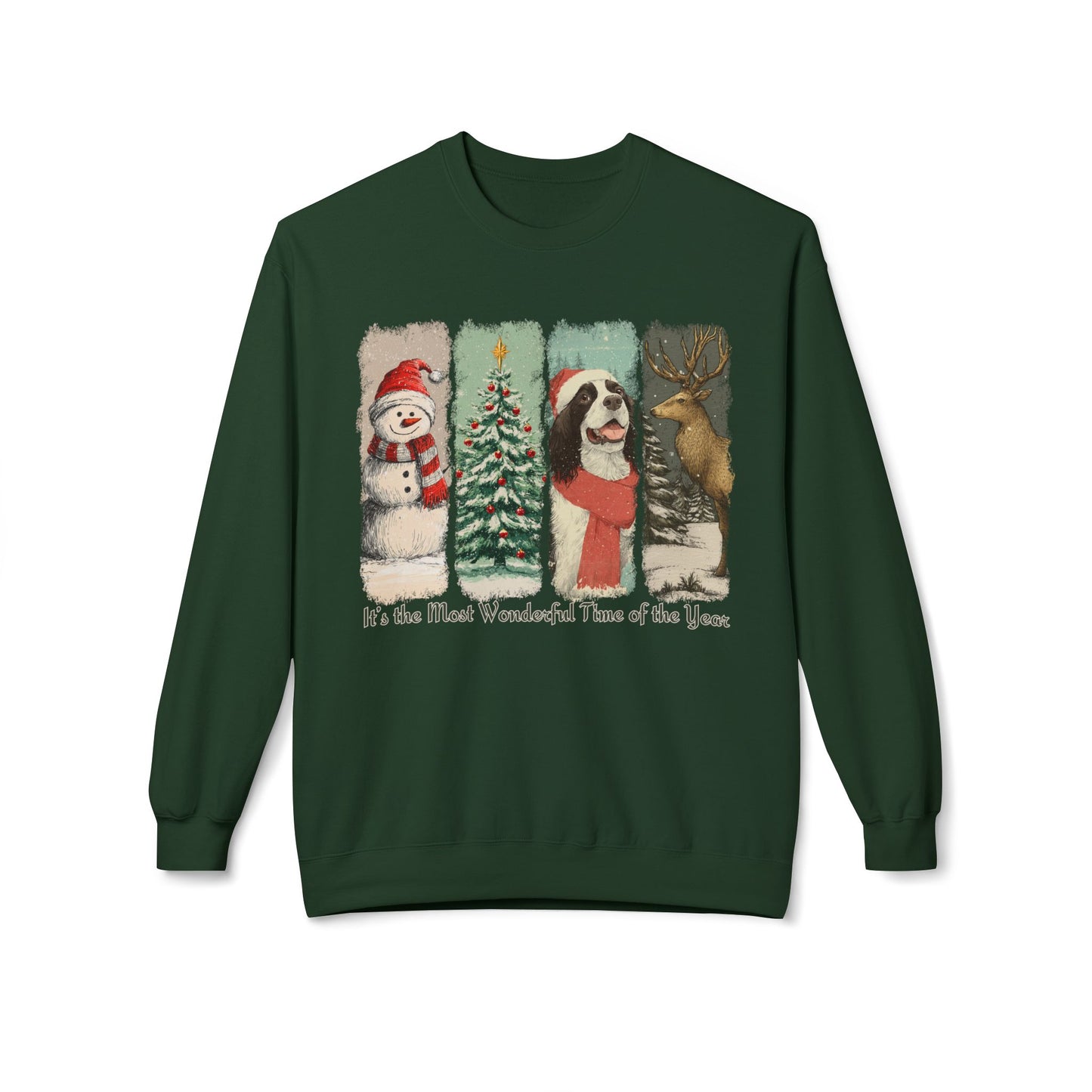 English Springer Spaniel Santa – Vintage Brush Stroke Christmas Sweater