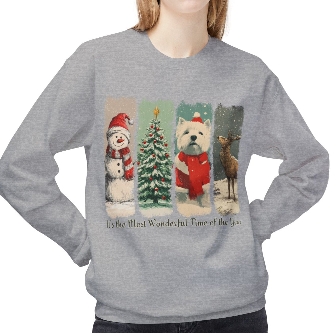 Westie Santa – Vintage Brush Stroke Christmas Sweater