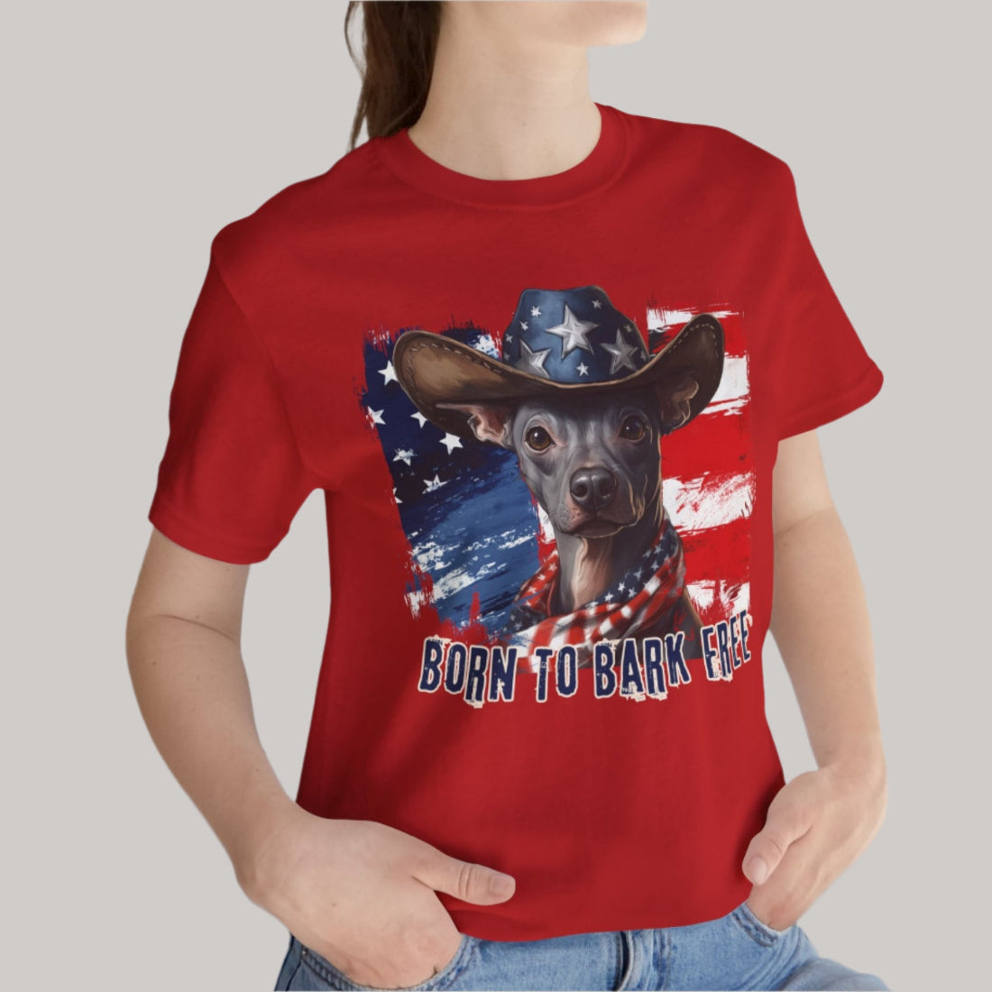 Xoloitzquintli - Patriotic T-Shirt "Born to Bark Free"