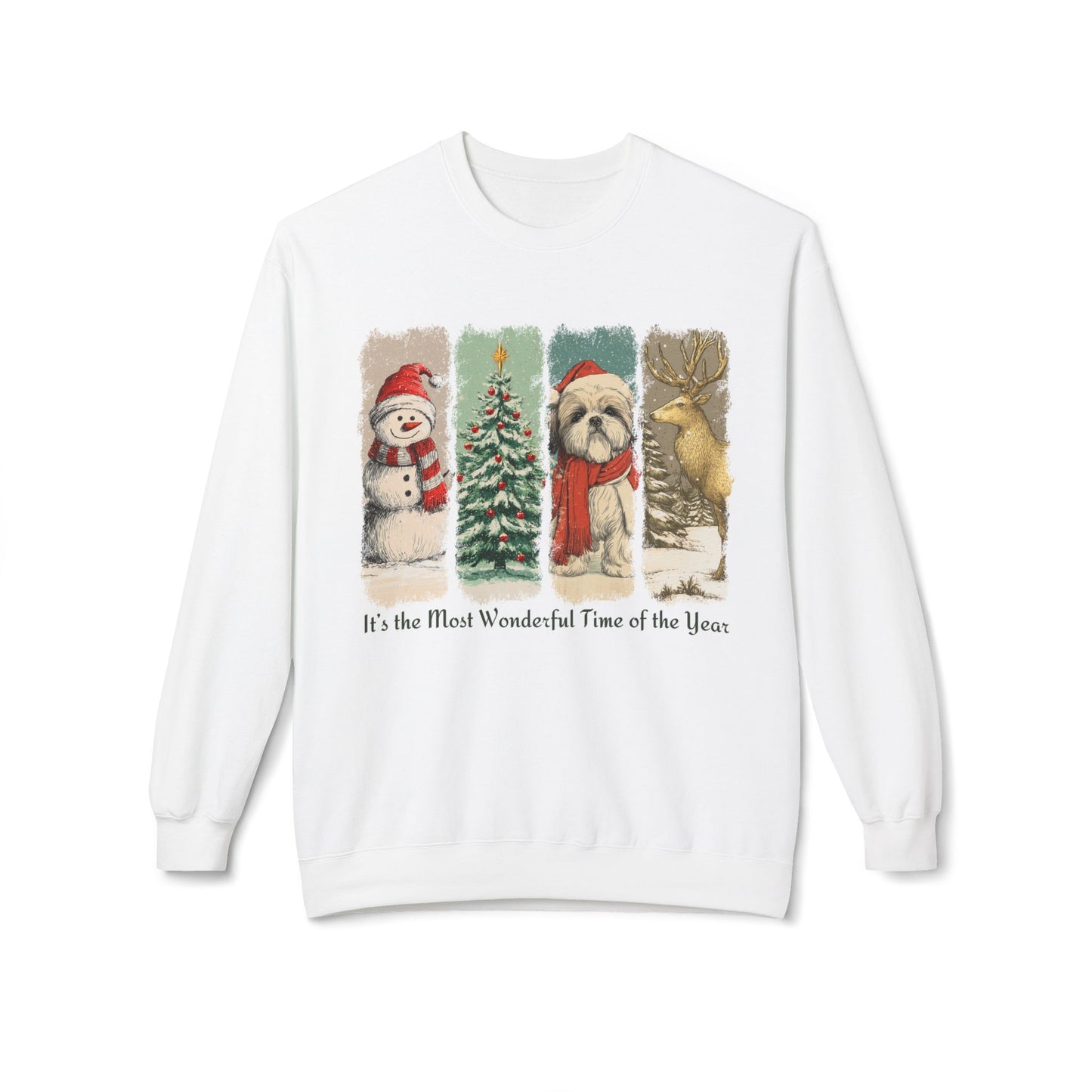 Shih Tzu Santa – Vintage Brush Stroke Christmas Sweater