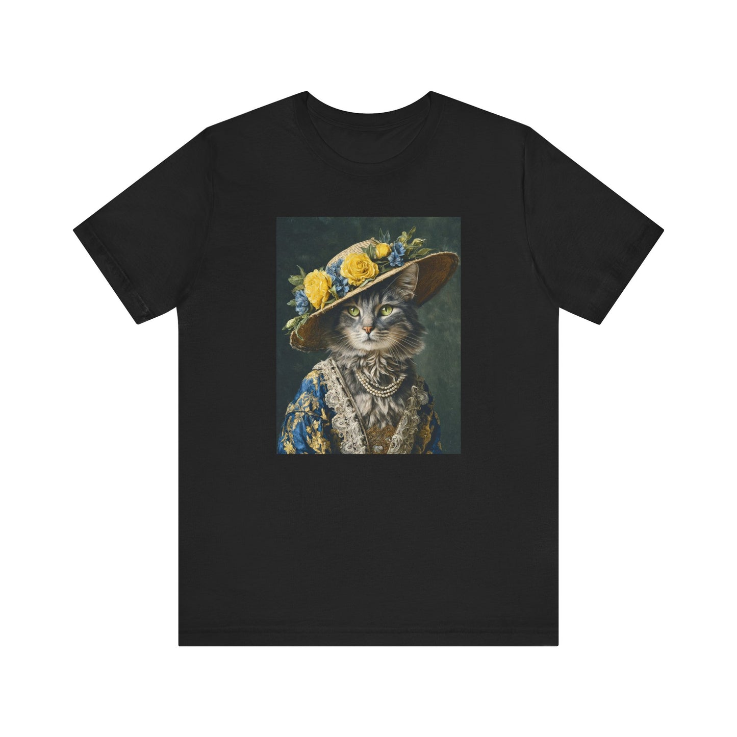 Royal Cat Tee - Customizable Shirt Victorian Cat in Yellow & Blue