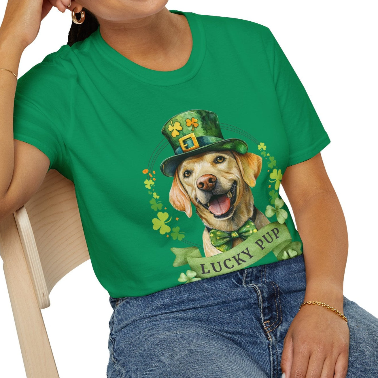 labrador retriever yellow st. patrcik's day shirt
