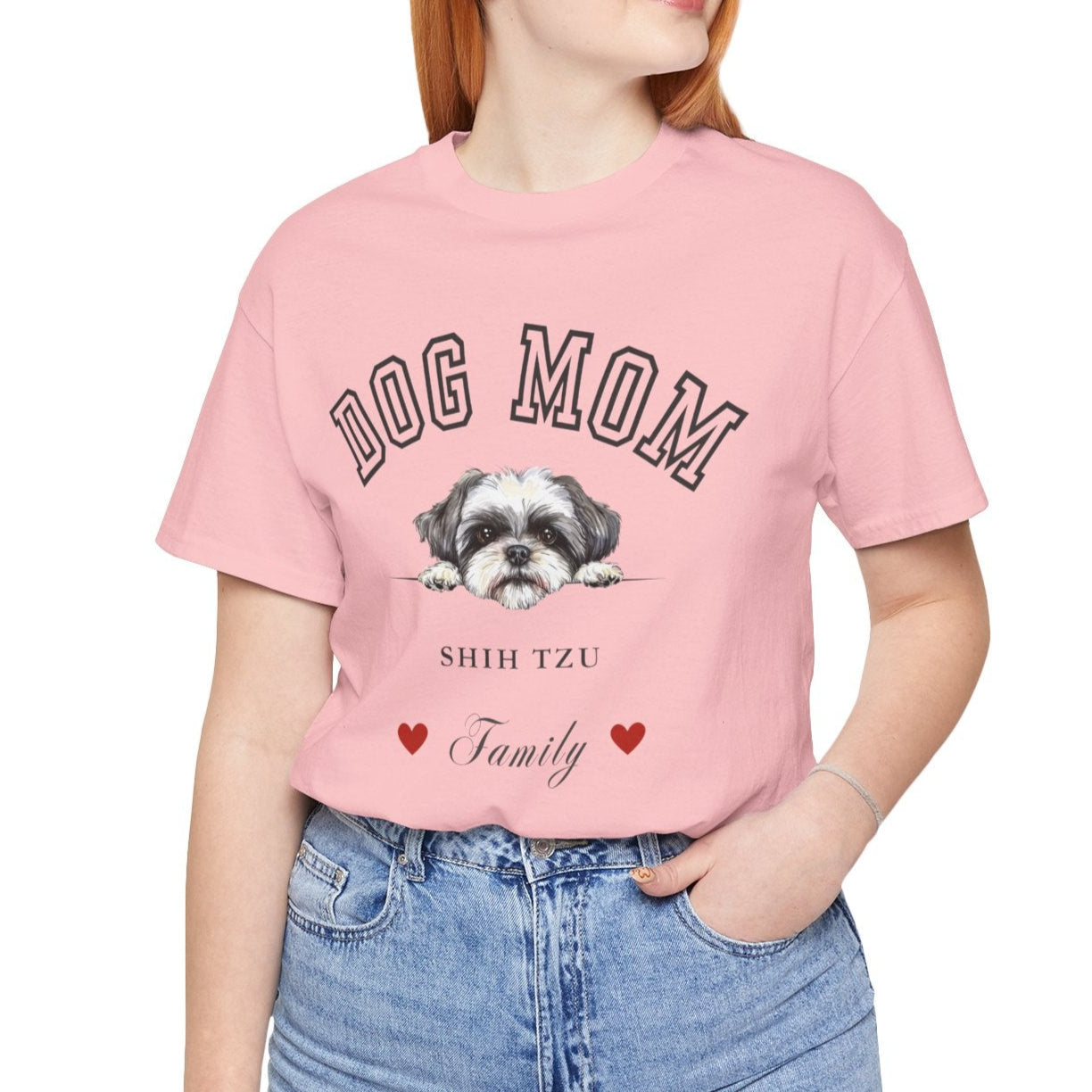 shih tzu dog mom t-shirt pink