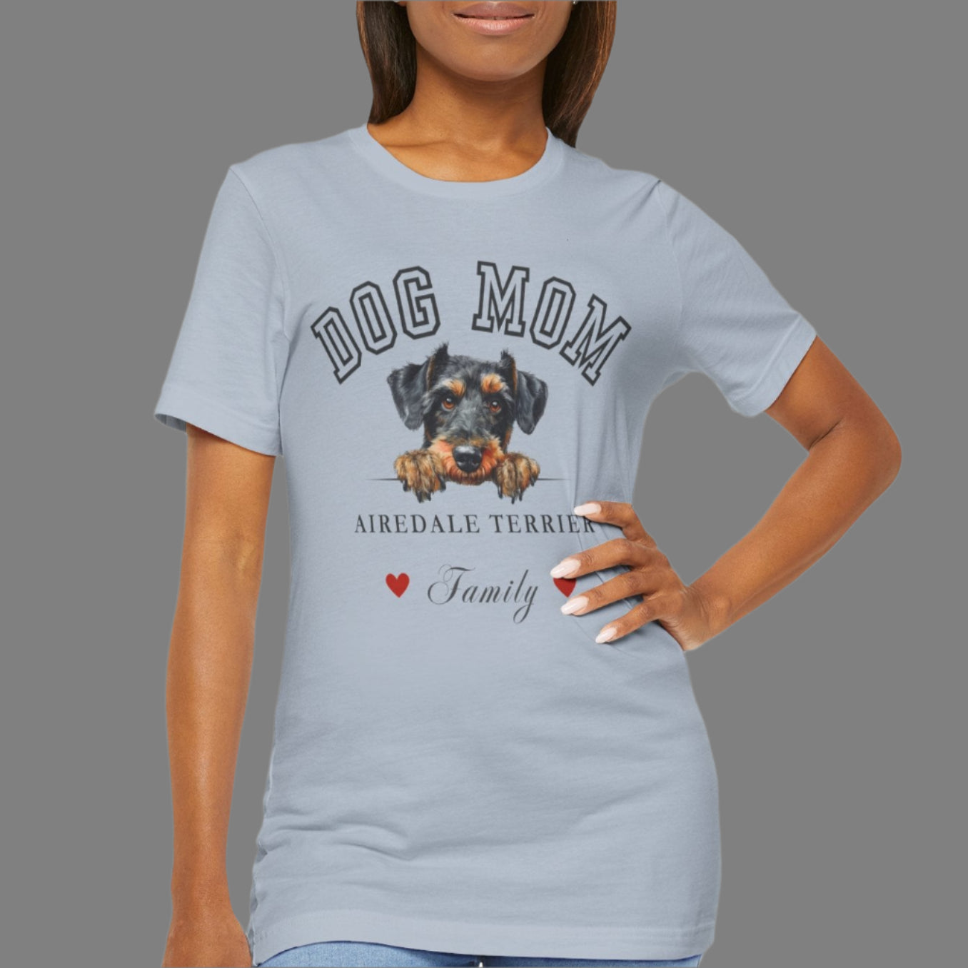 Airedale Terrier Mom Family T-Shirt - Mother’s Day Gift for Dog Lovers