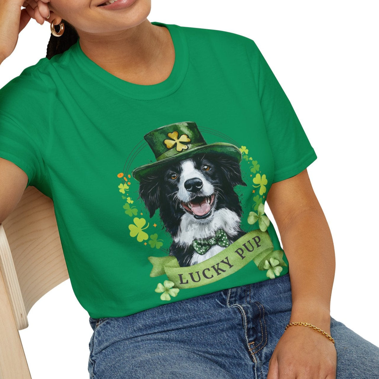 border collie dog lover st. patrick's day tee