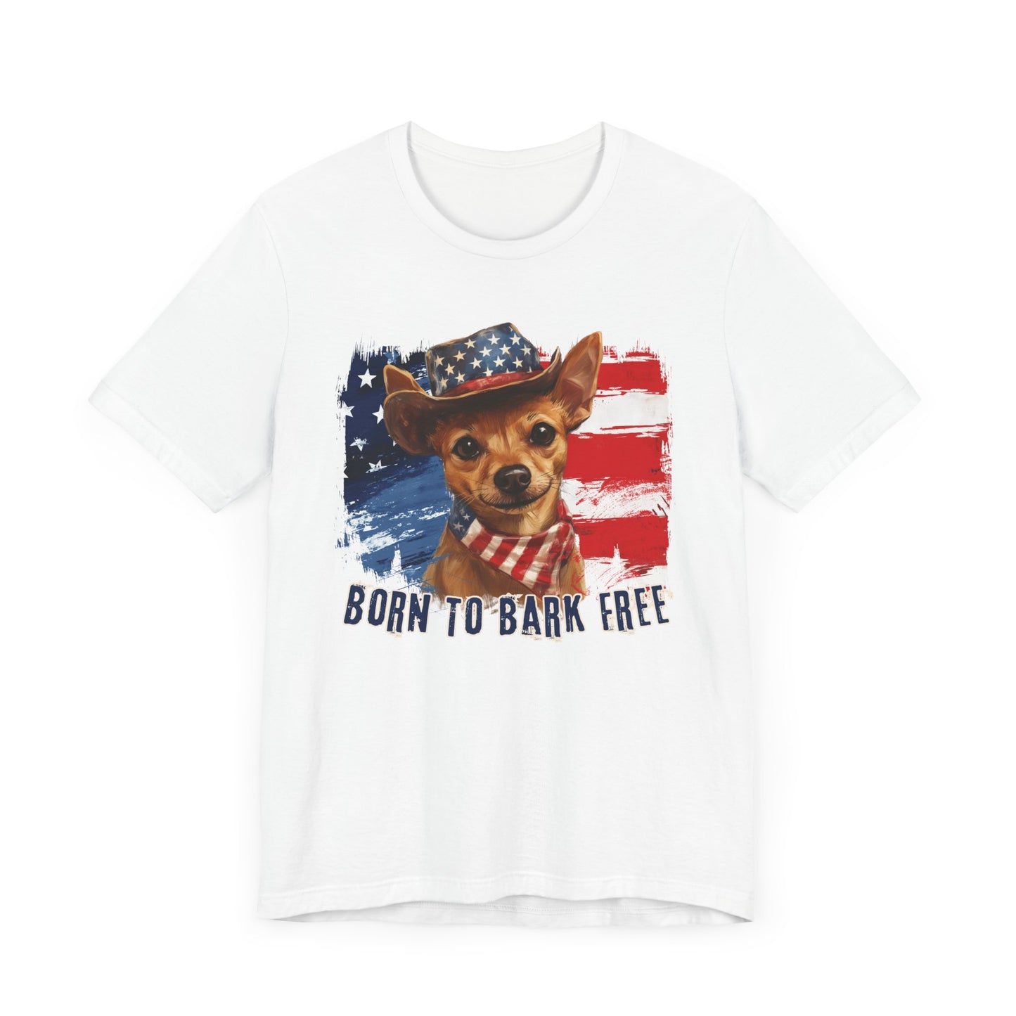 Brown Rat Terrier Patriotic T-Shirt "Born to Bark Free"