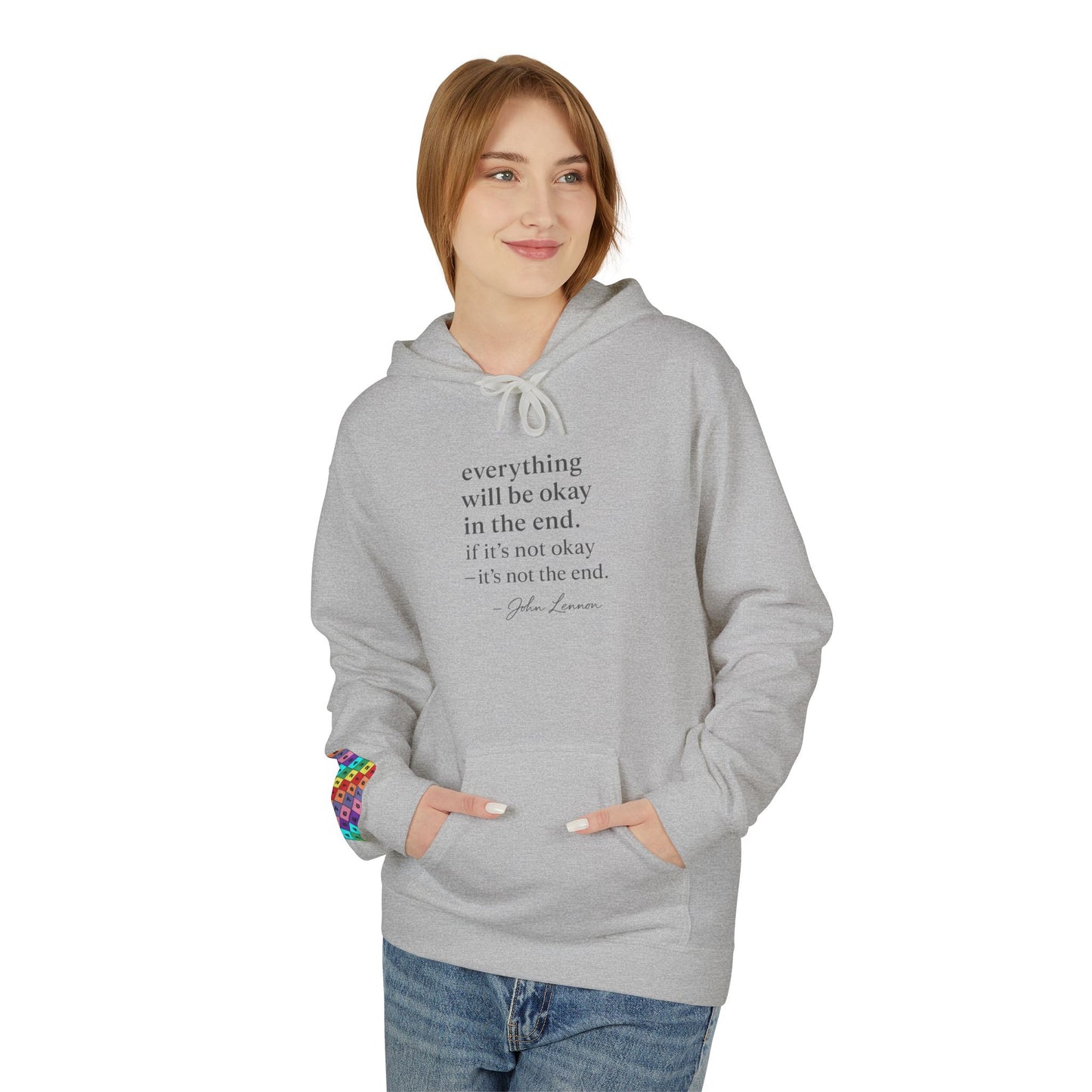 "It’s Not the End" John Lennon Quote Hoodie Inspirational Quote Fleece Hoodie