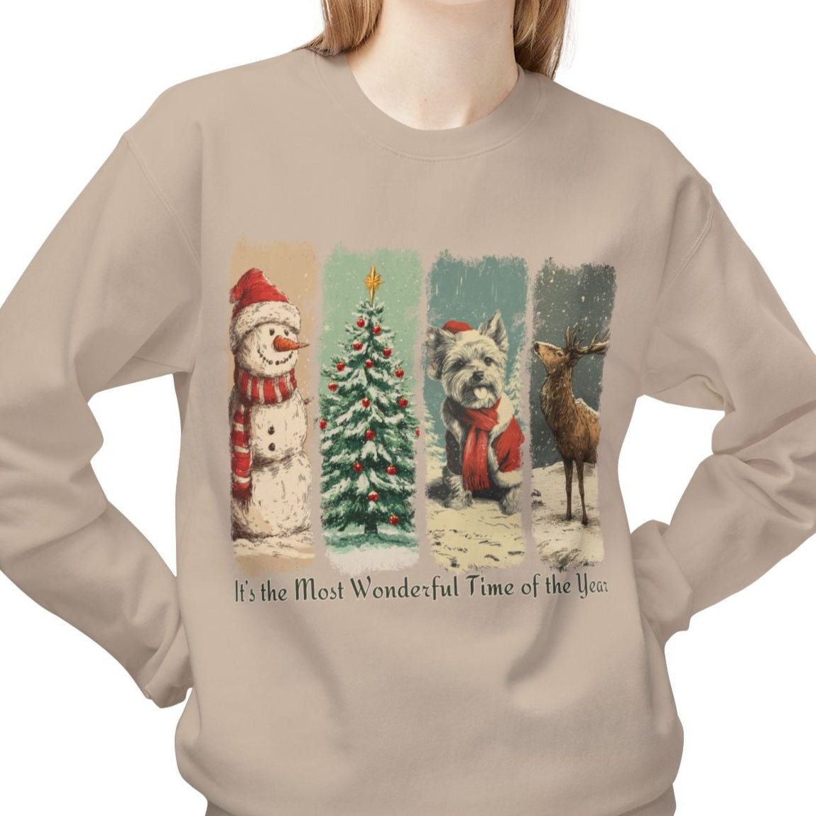 Yorkie Santa – Vintage Brush Stroke Christmas Sweater