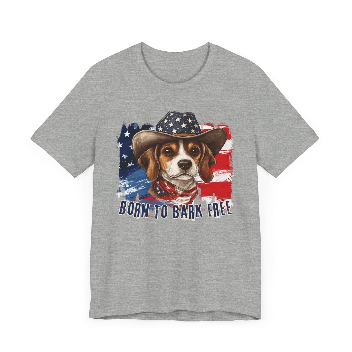 Beagle Patriotic T-Shirt "Born to Bark Free" - Dog-Themed Patriotic Design