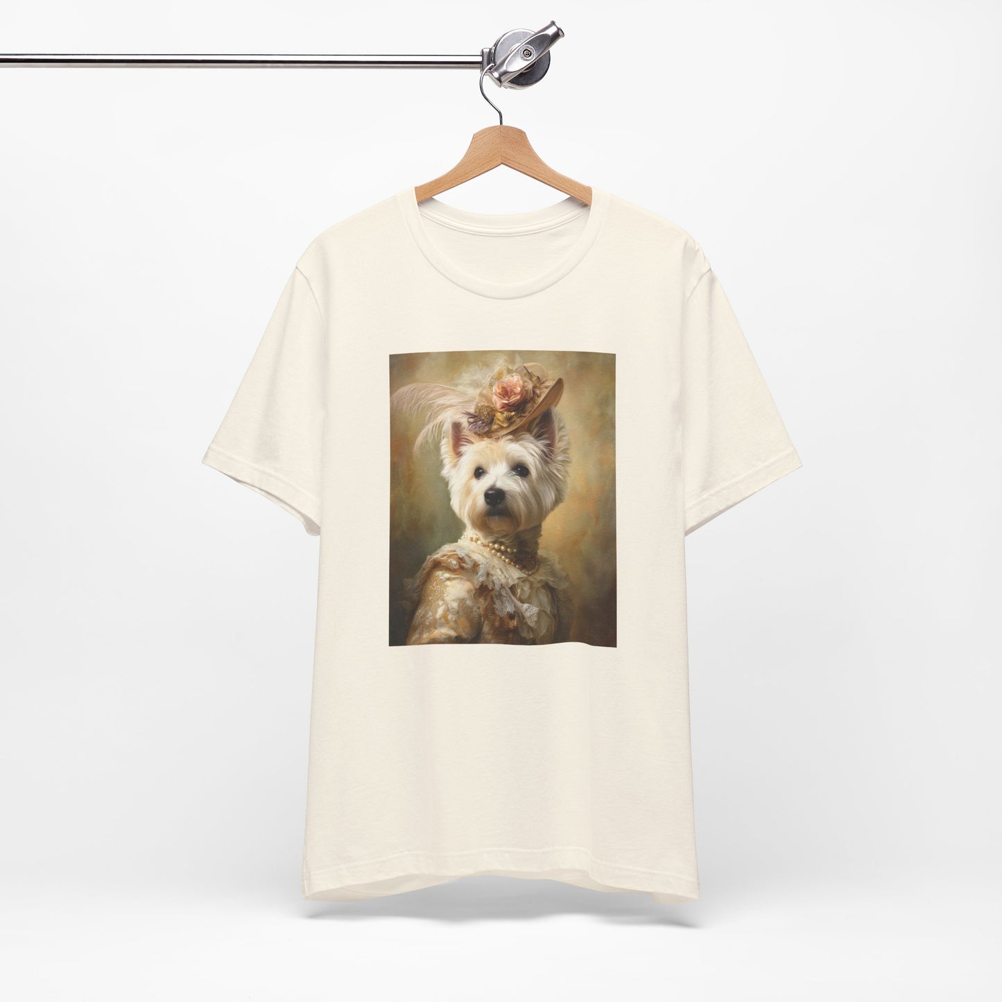 Royal Westie Girl Portrait Tee – Customizable Aristocrat Dog Shirt