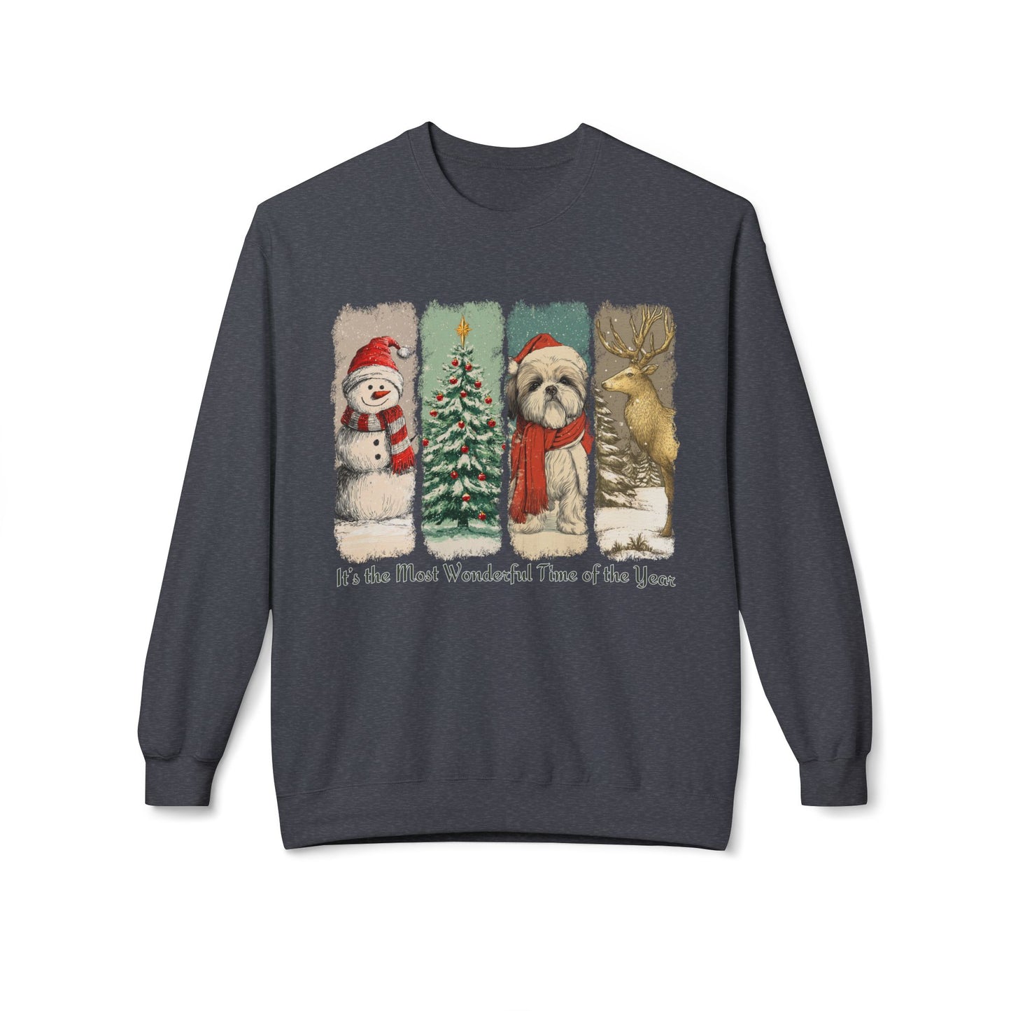 Shih Tzu Santa – Vintage Brush Stroke Christmas Sweater