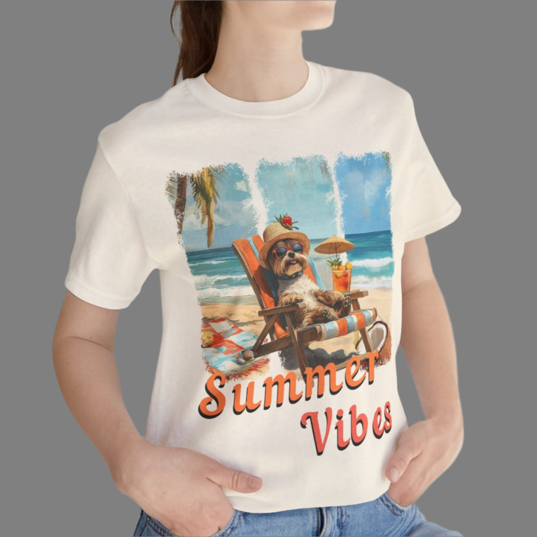Summer Vibes – Chill Mode yorkie T-Shirt, brush strokes 3d design