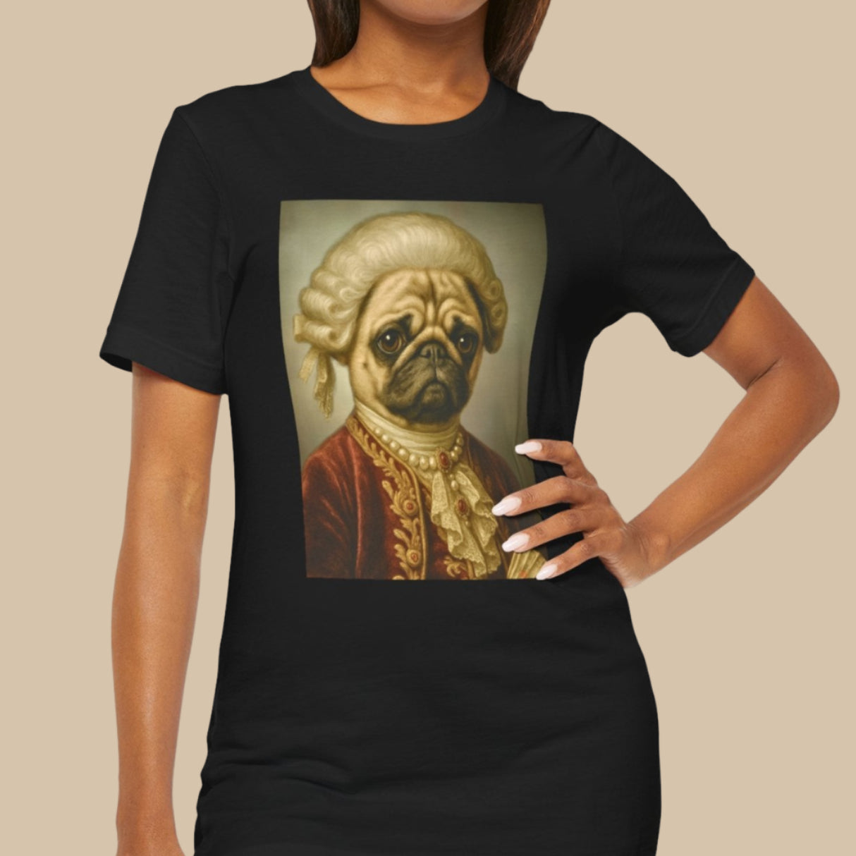 Royal Pug Portrait Tee – Customizable Aristocrat Dog Shirt
