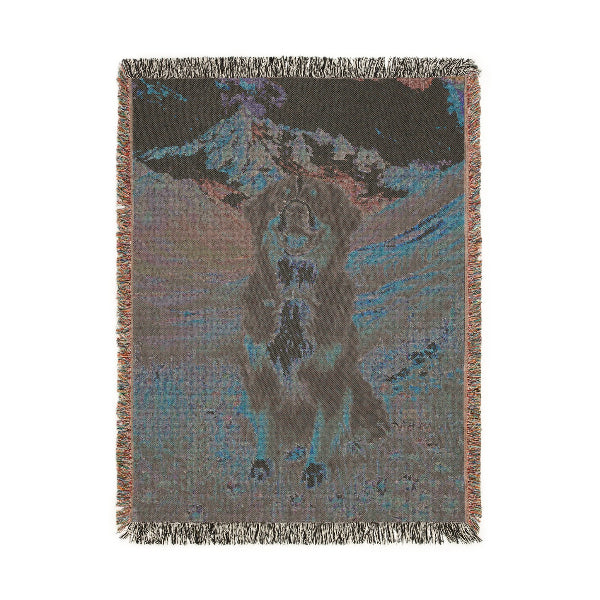 Bernese Mountain Dog on a Alpine Meadow – Woven Blanket - Floral Dog Design for Home Comfort