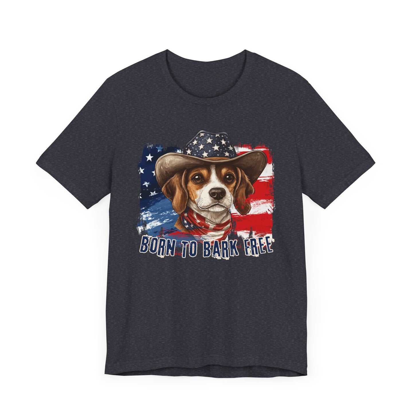 Beagle Patriotic T-Shirt "Born to Bark Free" - Dog-Themed Patriotic Design