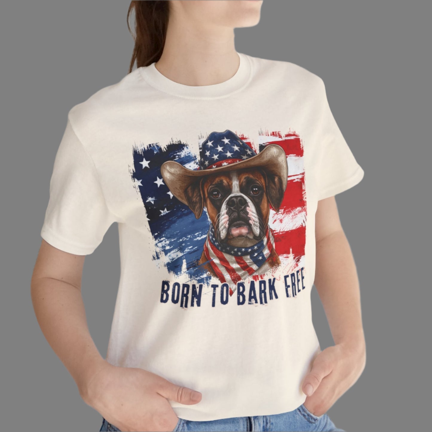 born to bark free boxer patriotic t-shirt, 4th of july, independance day dog lover t-shirt