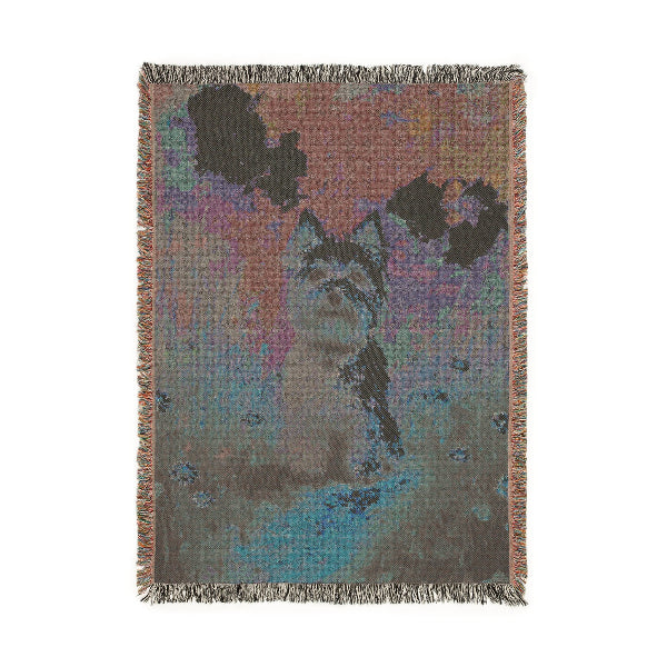 Westie in a Wildflower Meadow – Woven Blanket - Floral Dog Design for Home Comfort - Customization available