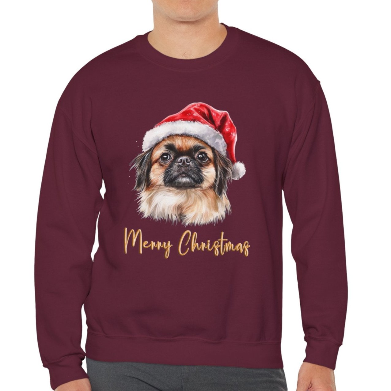 Pekingese In A Santa Hat Sweatshirt