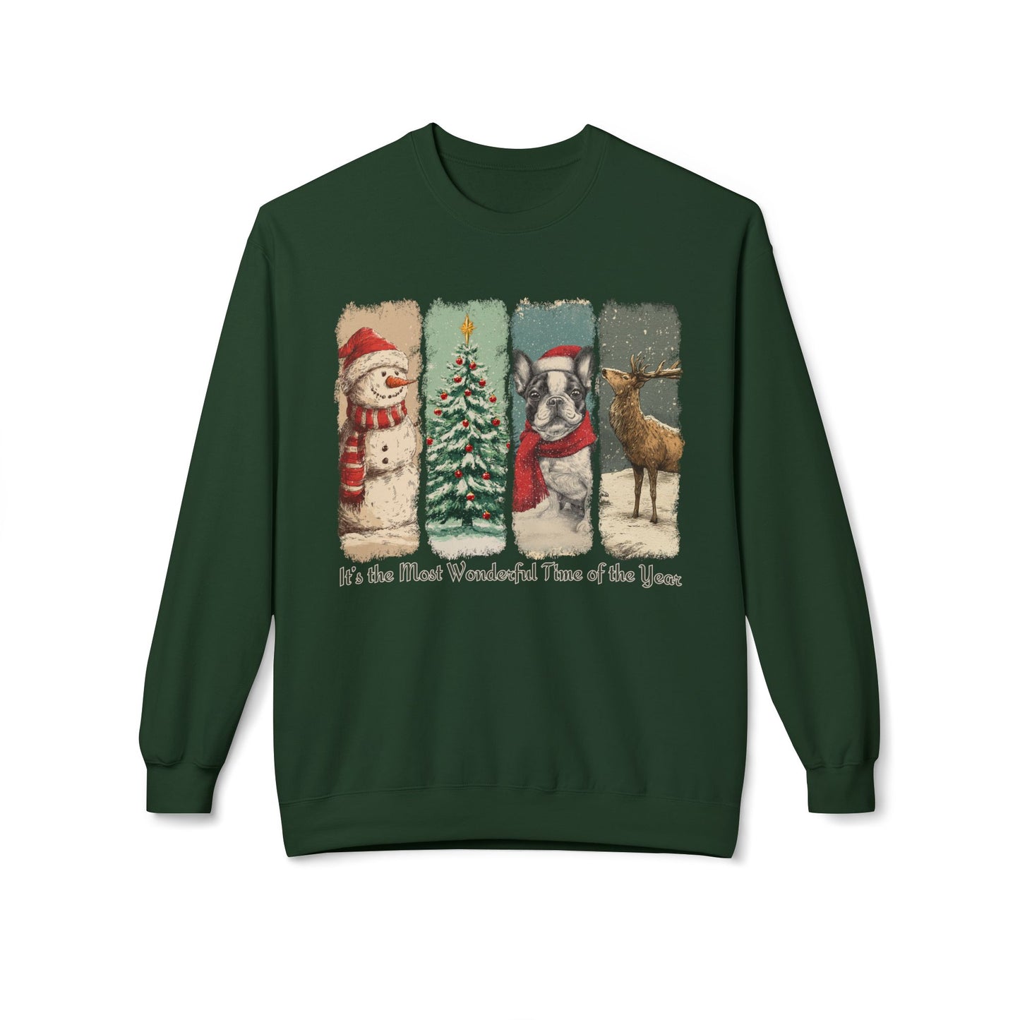 Frenchie Santa – Vintage Brush Stroke Christmas Sweater