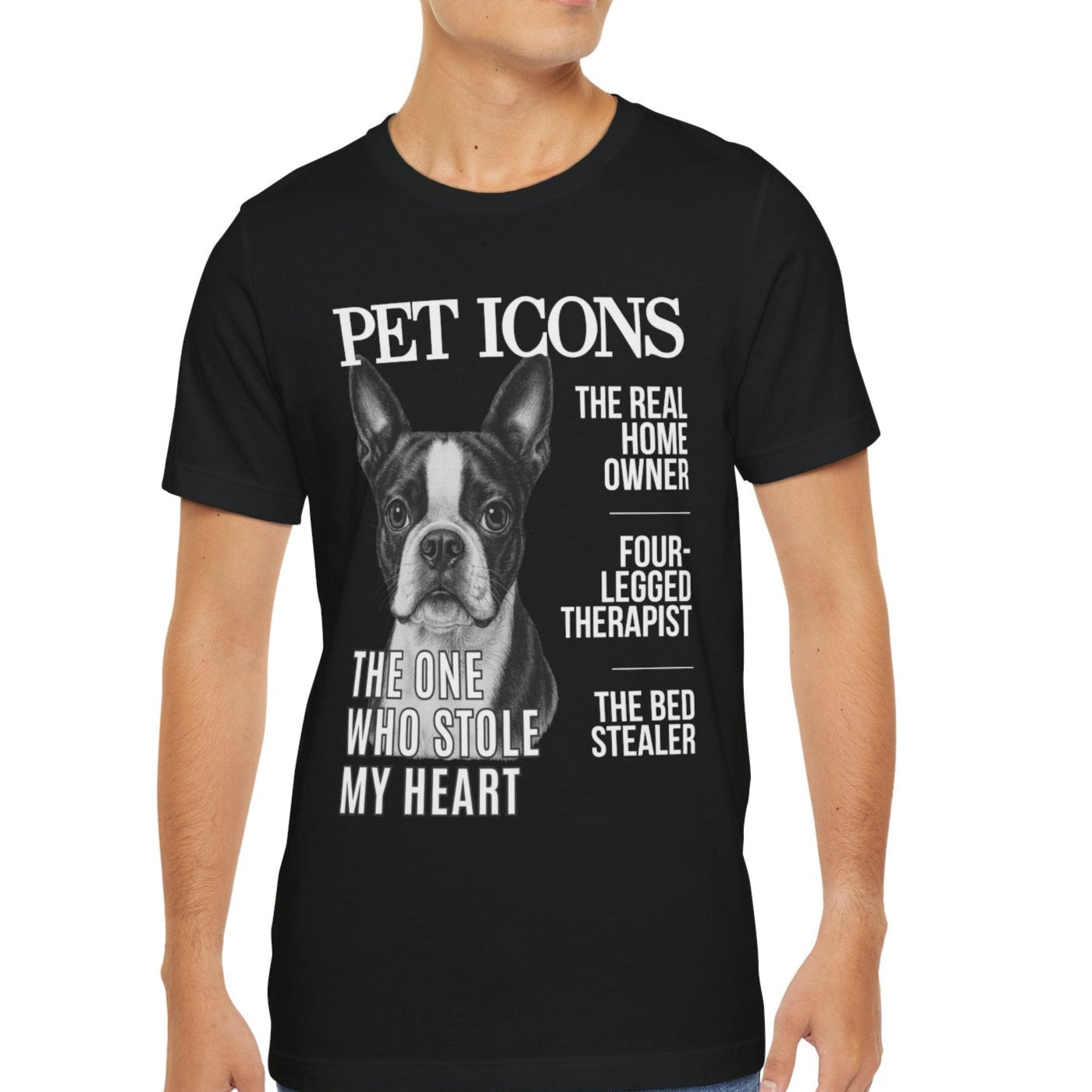 Pet Icons T-shirt - Boston Terrier Edition