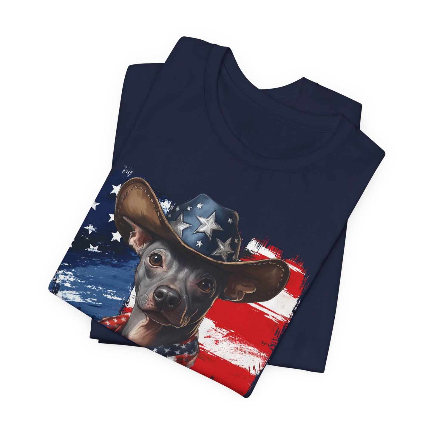 Xoloitzquintli - Mexican Hairless - Patriotic T-Shirt "Born to Bark Free"