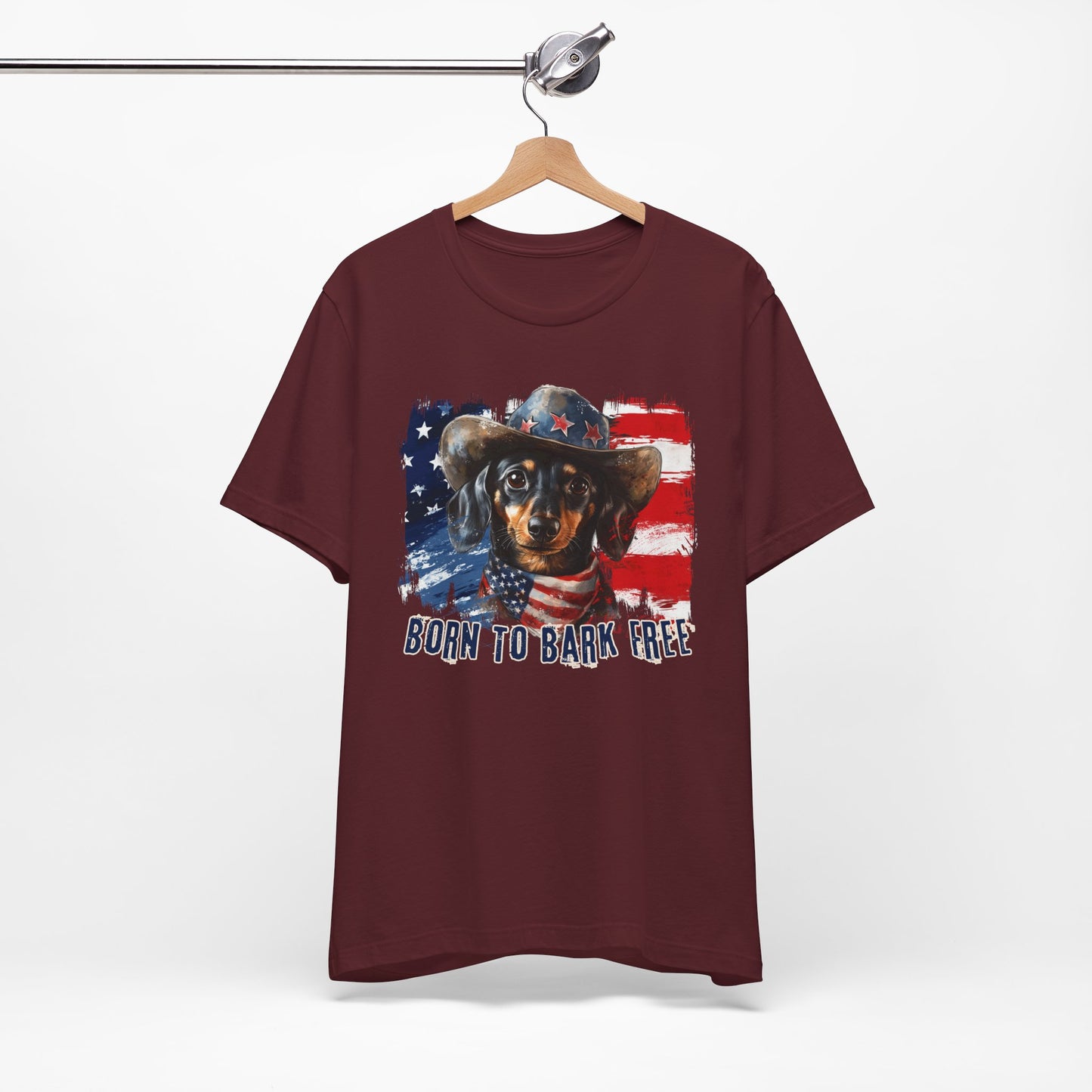 born to bark free dachshund patriotic t-shirt, 4th of july, independance day dog lover t-shirt