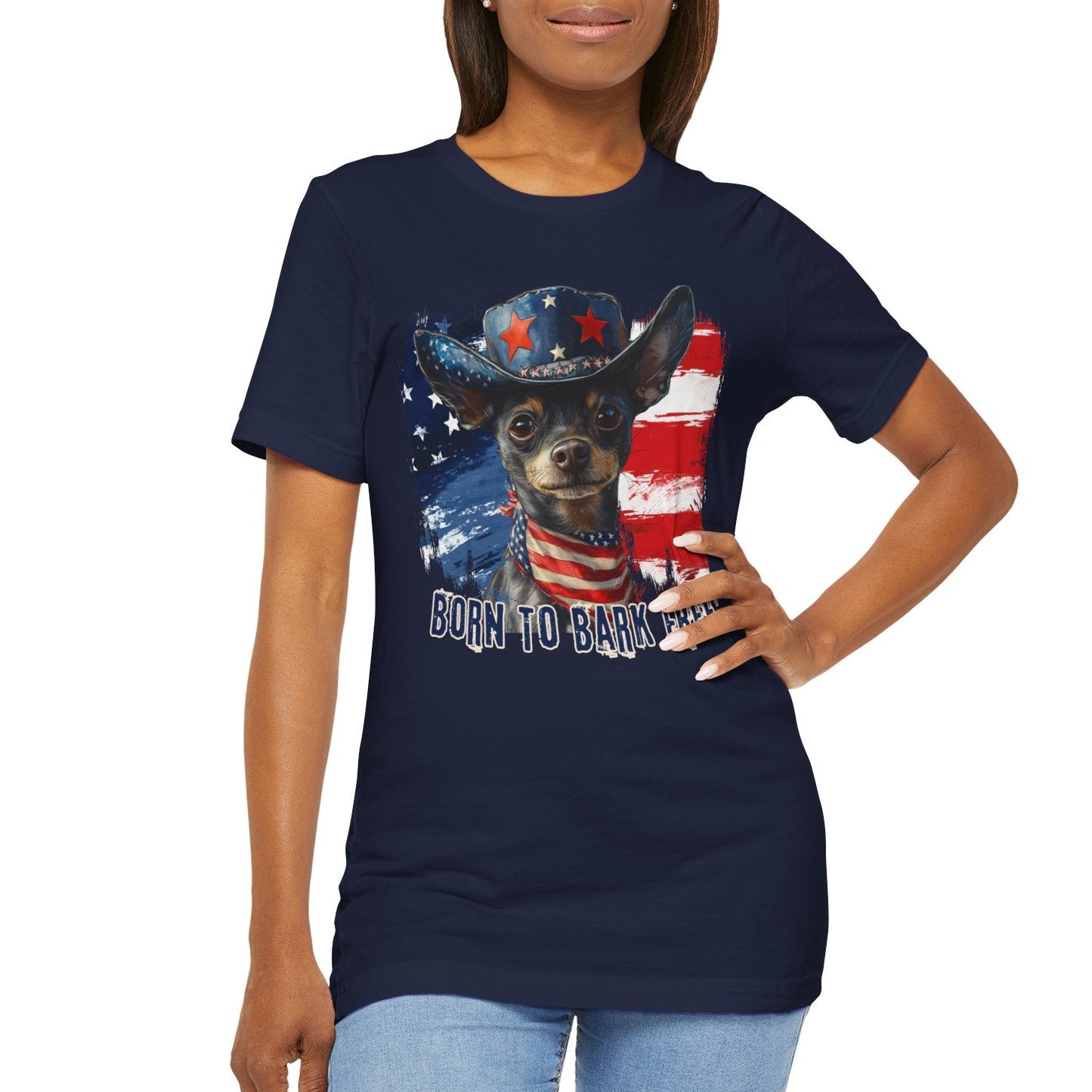 Xoloitzquintli Coated - Patriotic T-Shirt "Born to Bark Free"