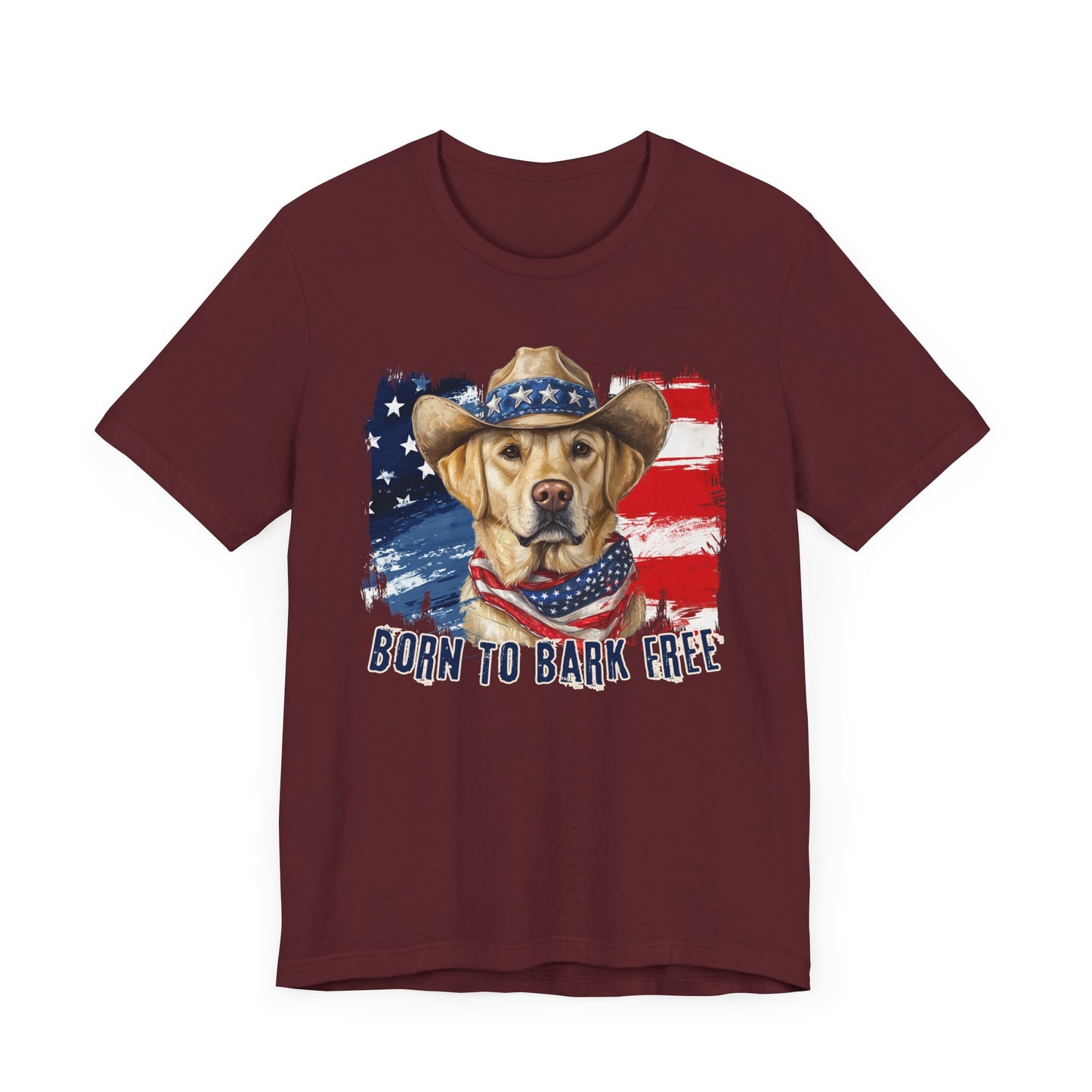 Yellow Labrador Patriotic T-Shirt "Born to Bark Free"