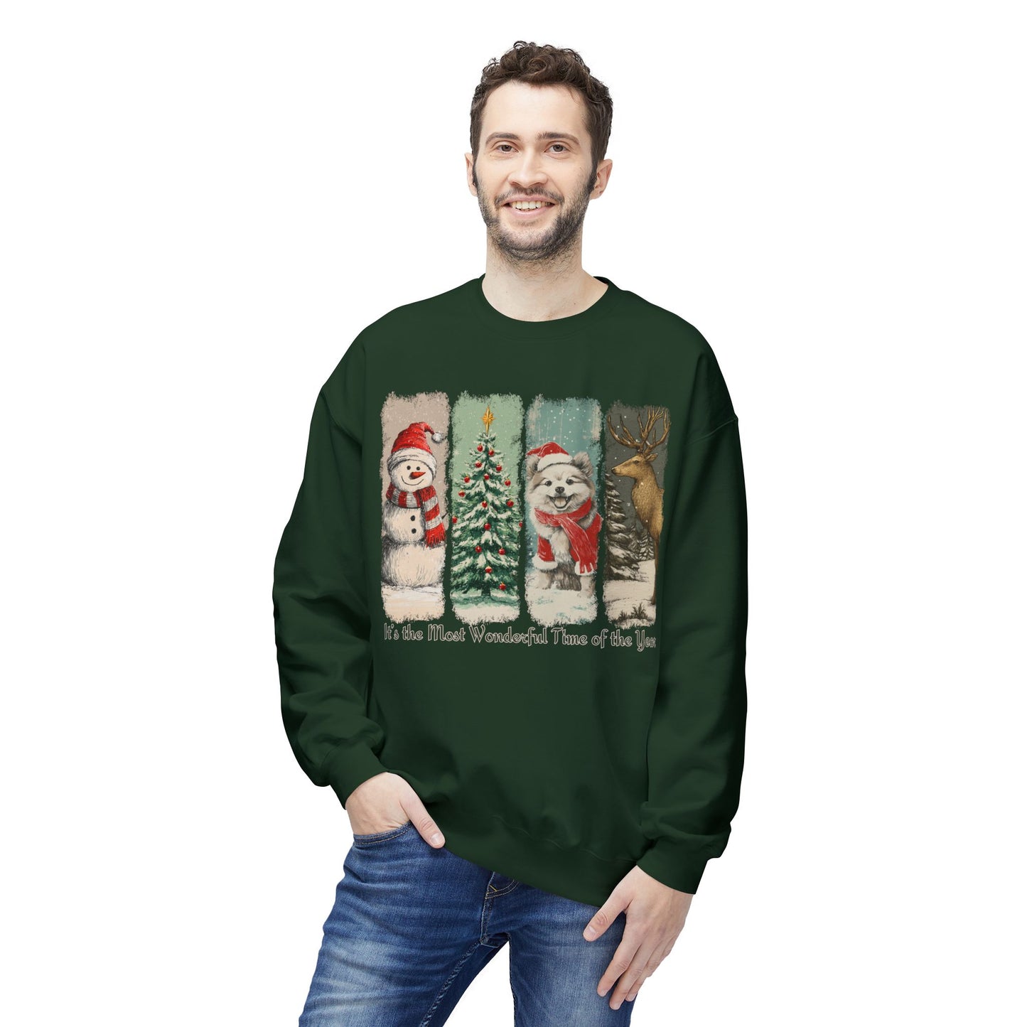 Pomeranian Santa – Vintage Brush Stroke Christmas Sweater